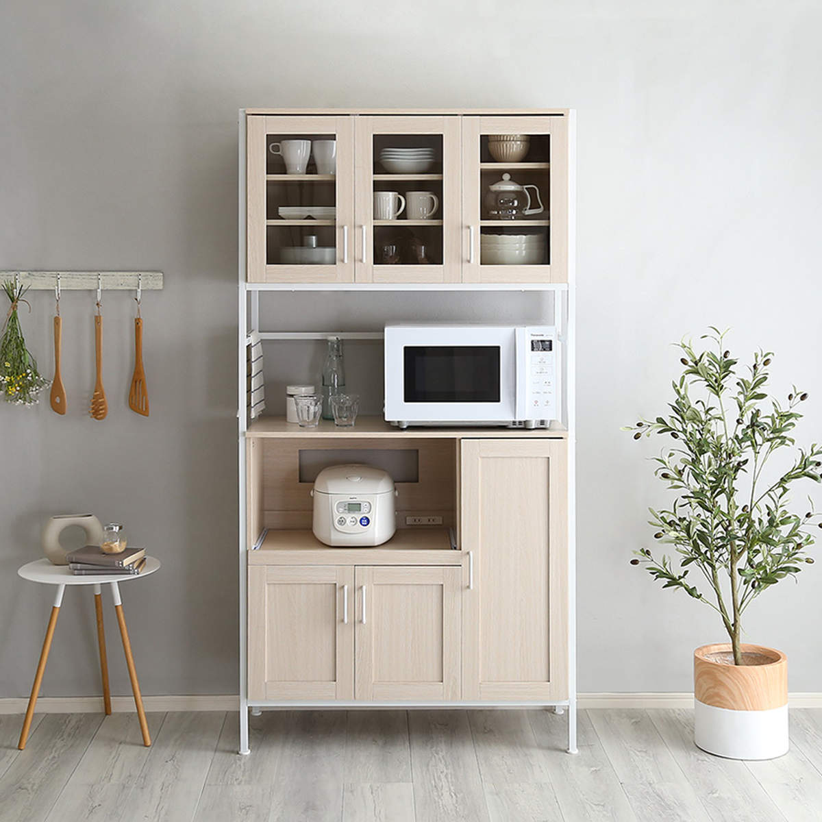ホームテイスト（HOME taste） 食器棚 幅93.5cm ワイド ハイタイプ 