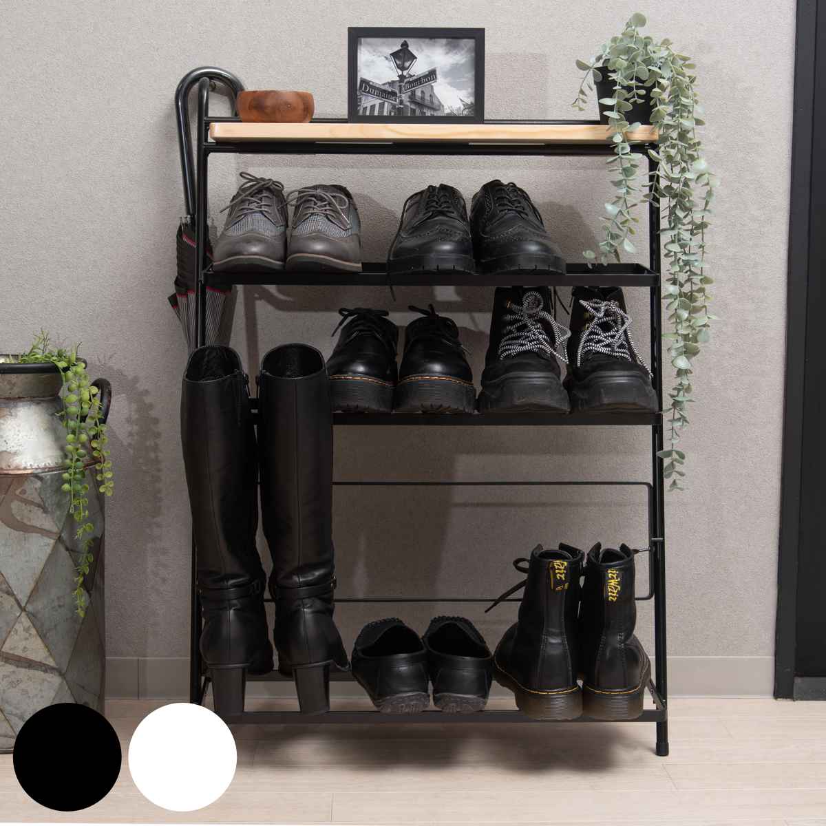 東谷シューズラック 東谷 シューズラック 4段 スリム 組み立て品 スチール製 （ おしゃれ