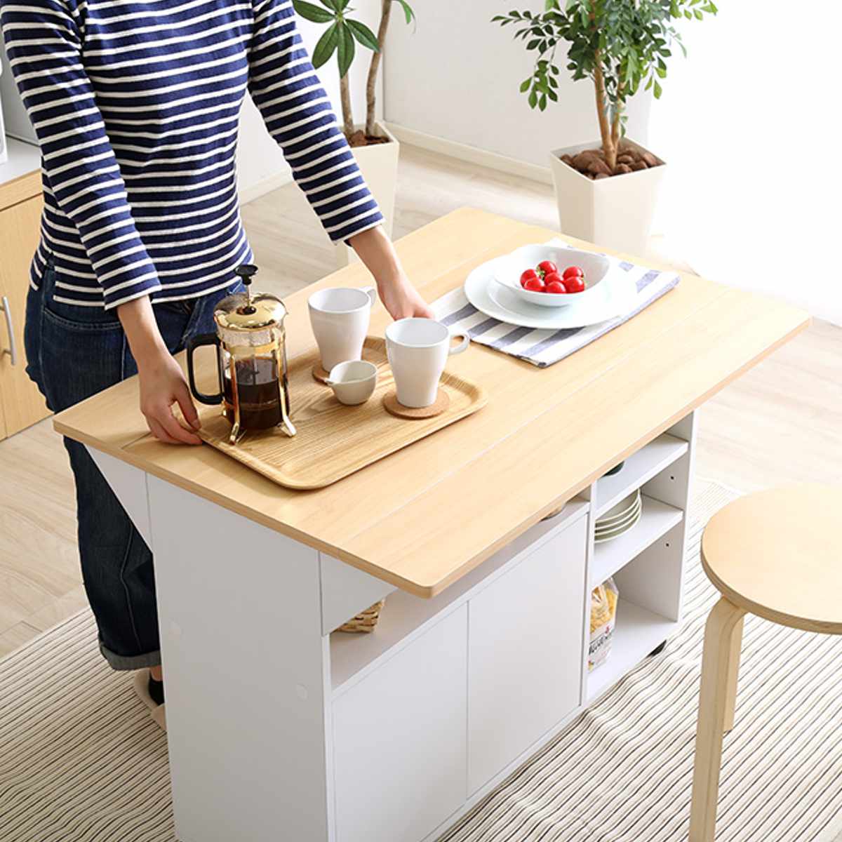 ホームテイスト（HOME taste） キッチンワゴン 幅90.5cm バタフライ天