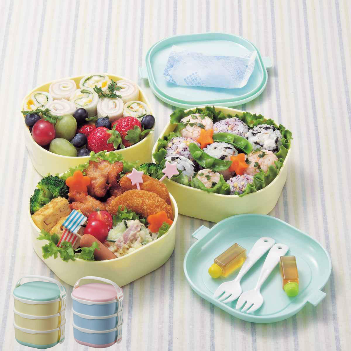 お弁当箱 ピクニックケース 3段×500ml （ ピクニックランチボックス お