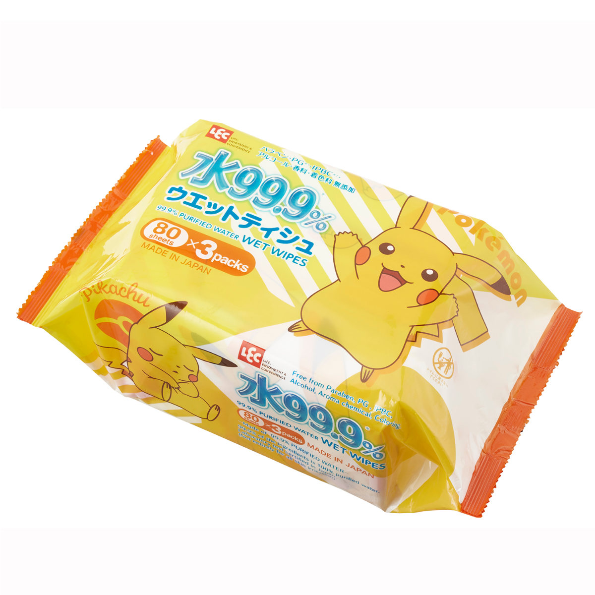 ウェットシート ピカチュウ 純水99.9％ 80枚 48個入 （ ウェットティッシュ ポケットモンスター ポケモン ノンアルコール 無香料 まとめ買い 48個 ）