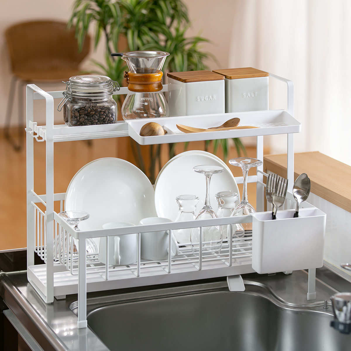 tower 特典付き 山崎実業 水切りラック スペース広がる 伸縮 2段