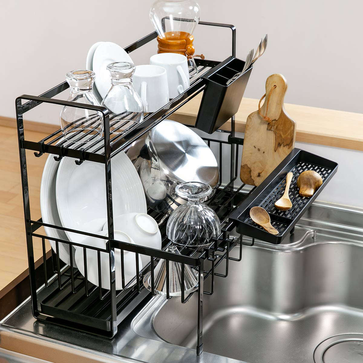 tower 特典付き 山崎実業 水切りラック スペース広がる 伸縮 2段