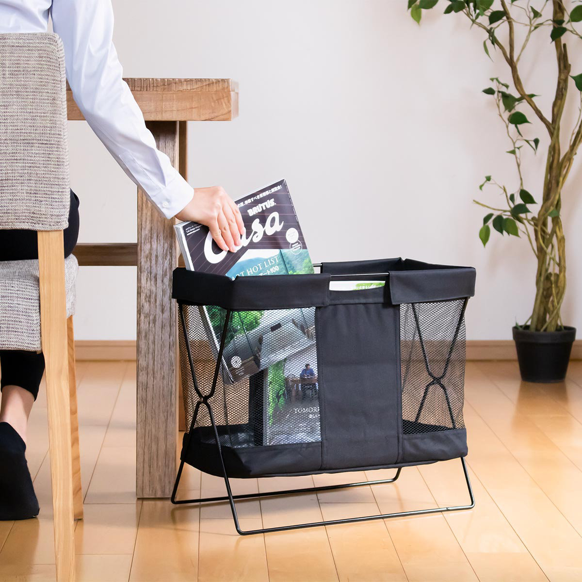 サワフジ 手荷物入れ 手荷物収納ボックス メッシュバスケット大