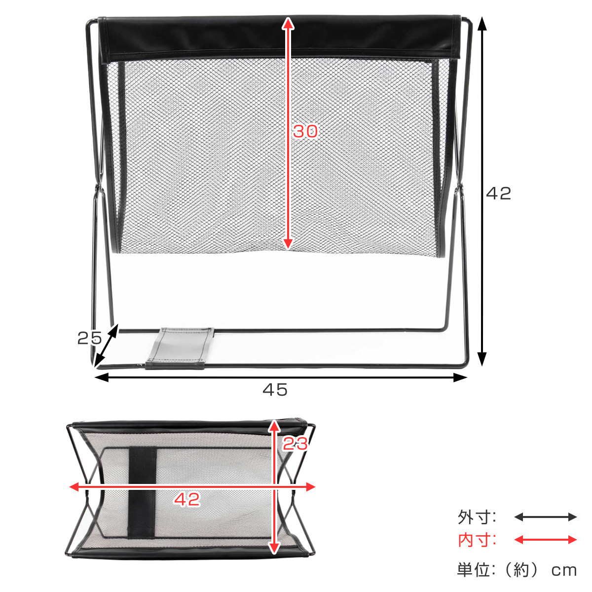 手荷物入れ レザー調ハンモック型 メッシュバス...の詳細画像4
