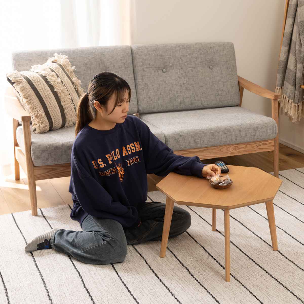 東谷 ローテーブル 高さ36cm 天然木 組立品 （ 座卓 小さめ 北欧