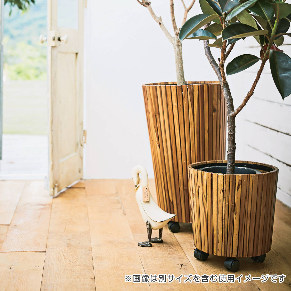 プランター ウッドプランター L 直径39×高さ65cm （ 植木鉢カバー ポットカバー プランターカバー 鉢入れ 鉢植え かご 9号鉢用 ロング 木製 ）_3