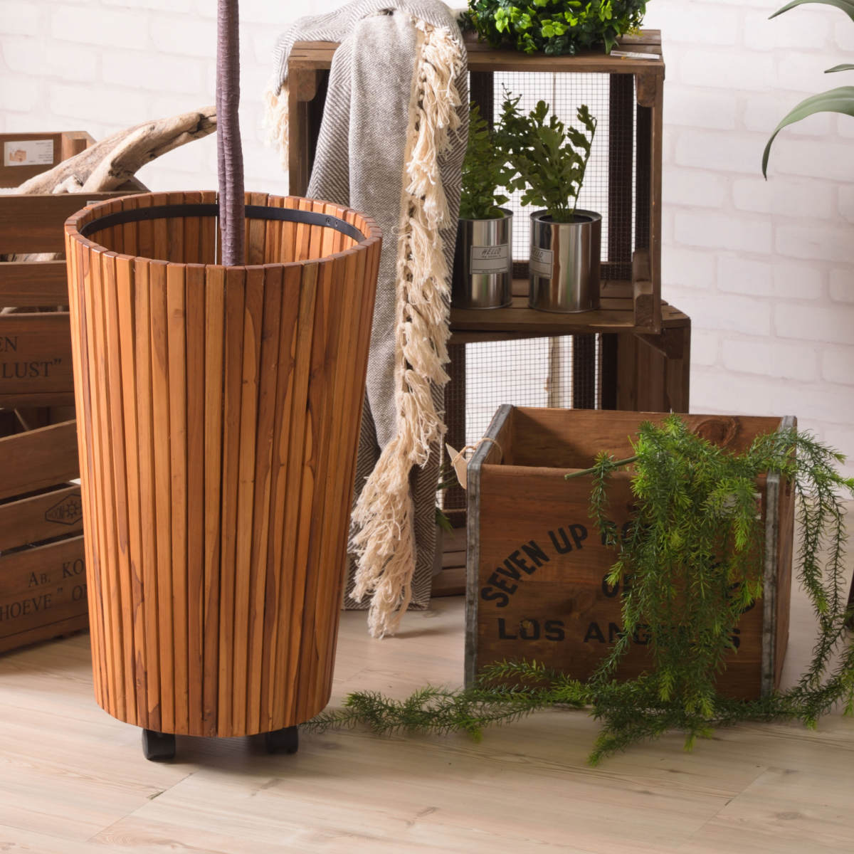 プランター ウッドプランター L 直径39×高さ65cm （ 植木鉢カバー ポットカバー プランターカバー 鉢入れ 鉢植え かご 9号鉢用 ロング 木製 ）_5