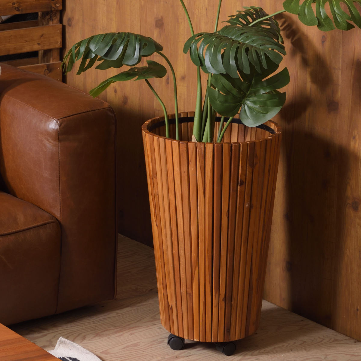 プランター ウッドプランター L 直径39×高さ65cm （ 植木鉢カバー ポットカバー プランターカバー 鉢入れ 鉢植え かご 9号鉢用 ロング 木製 ）_7