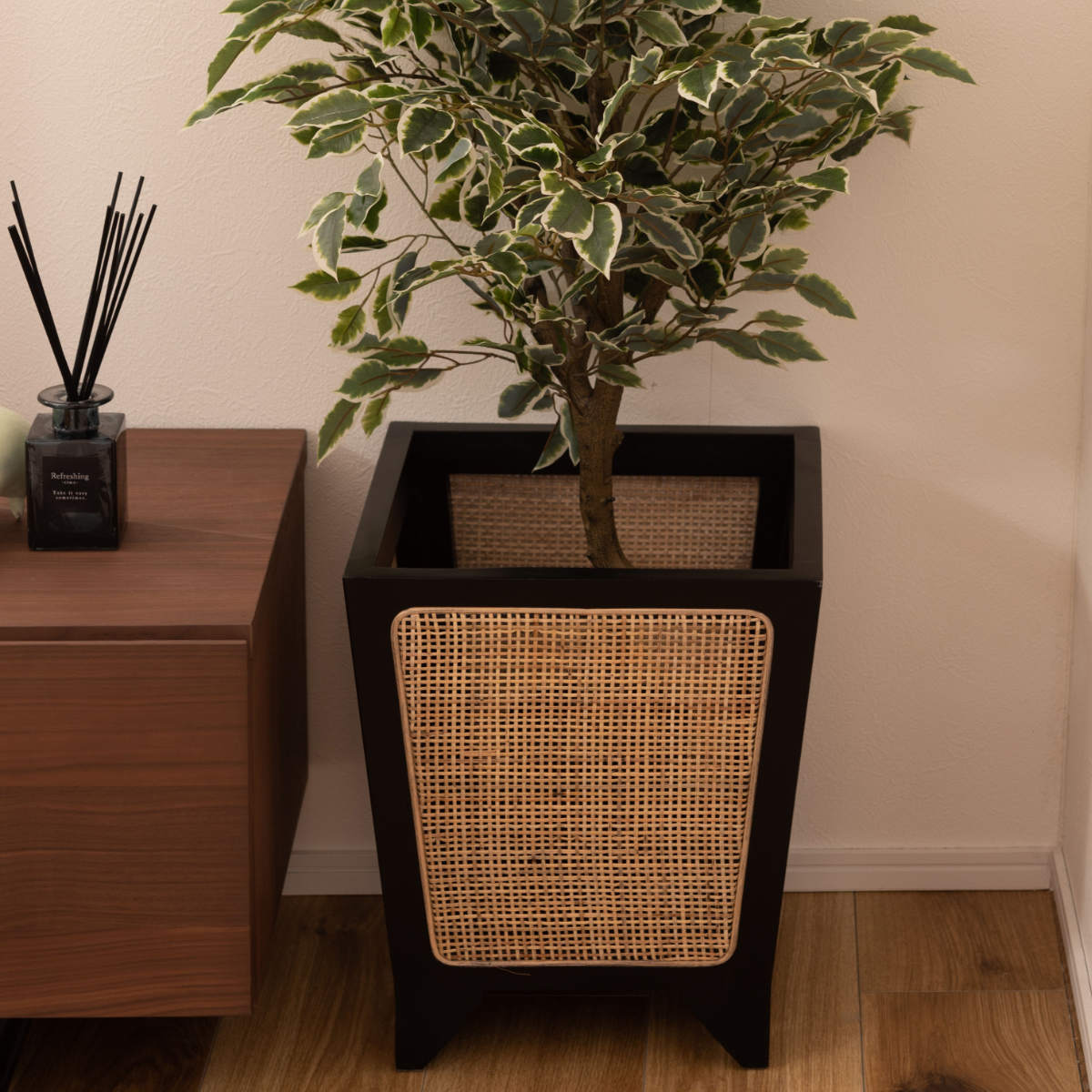 プランターカバー 幅32×奥行32×高さ38cm 8号用 （ 植木鉢カバー ポットカバー 鉢入れ 鉢カバー 鉢植え かご 8号鉢用 木製 四角 ）_8