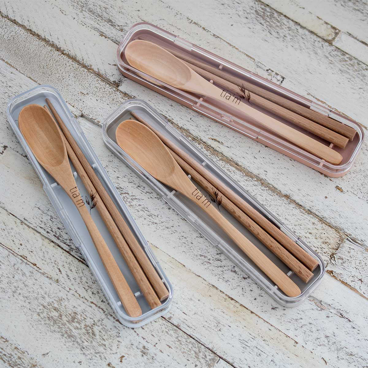 コンビセット スプーン お箸 木目調 tiam （ 箸 カトラリーセット 大人