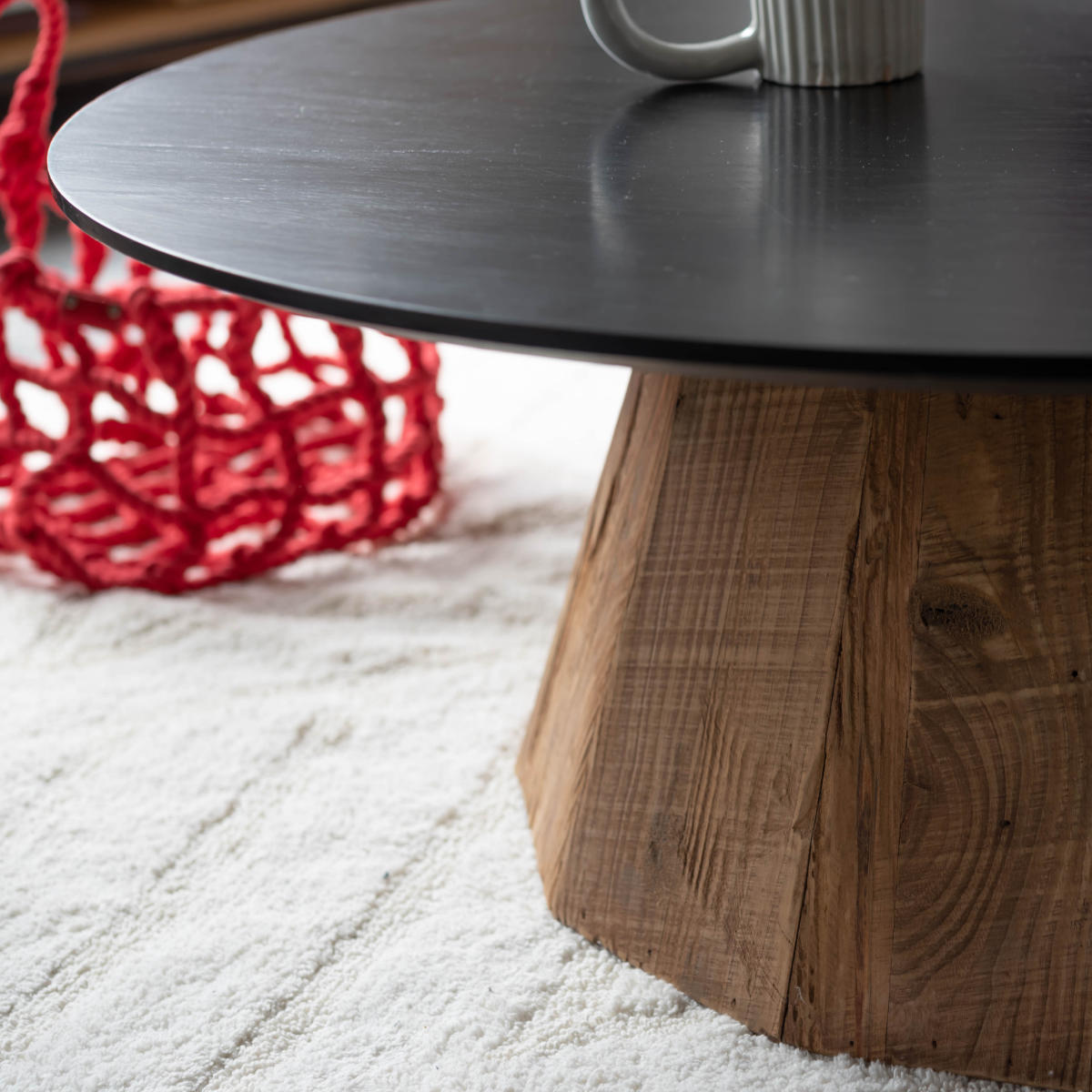 東谷 ローテーブル 高さ32cm 天然木 丸 （ 北欧 テーブル 木目調 木製