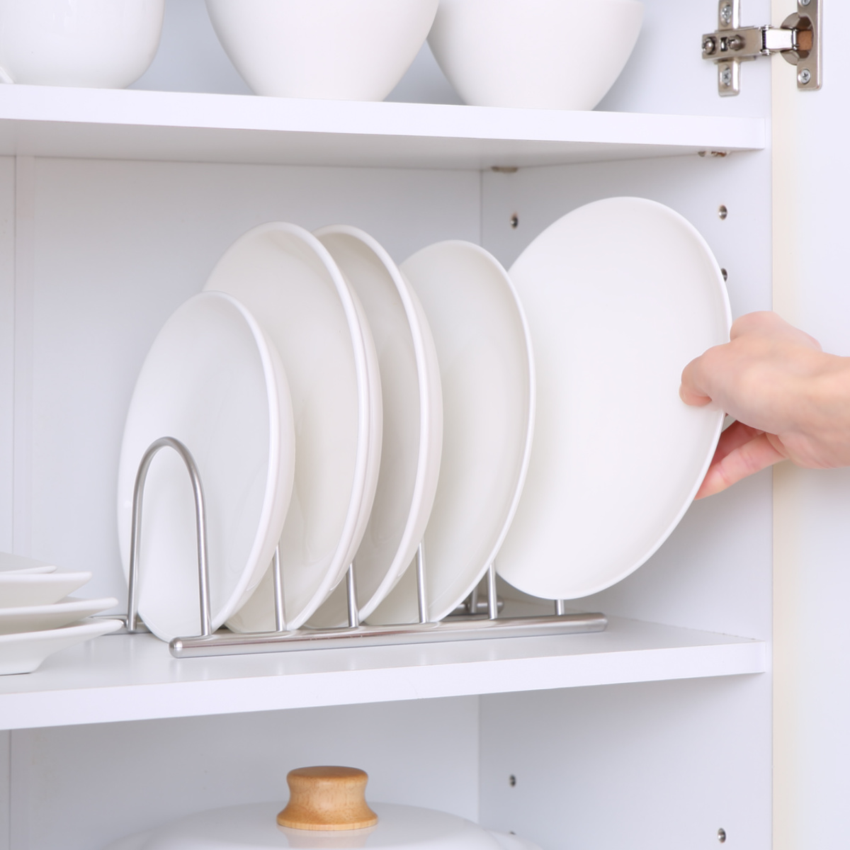 ステンレス製中型食器スタンド 家事問屋 ディッシュスタンド 18 18〜24cm 6枚 ディッシュラック 皿 キッチン収納・ラック