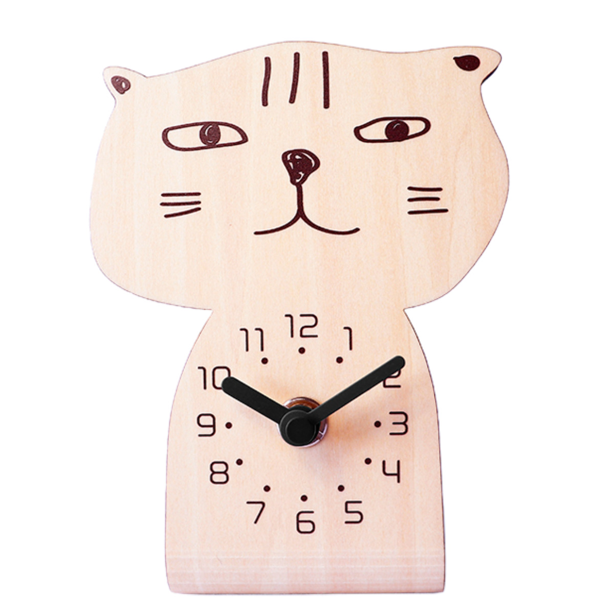 置き時計 chara CATS ヤマト工芸 （ 時計 置時計 木製 木目調 とけい クロック アナログ ねこ おしゃれ ）｜interior-palette｜02