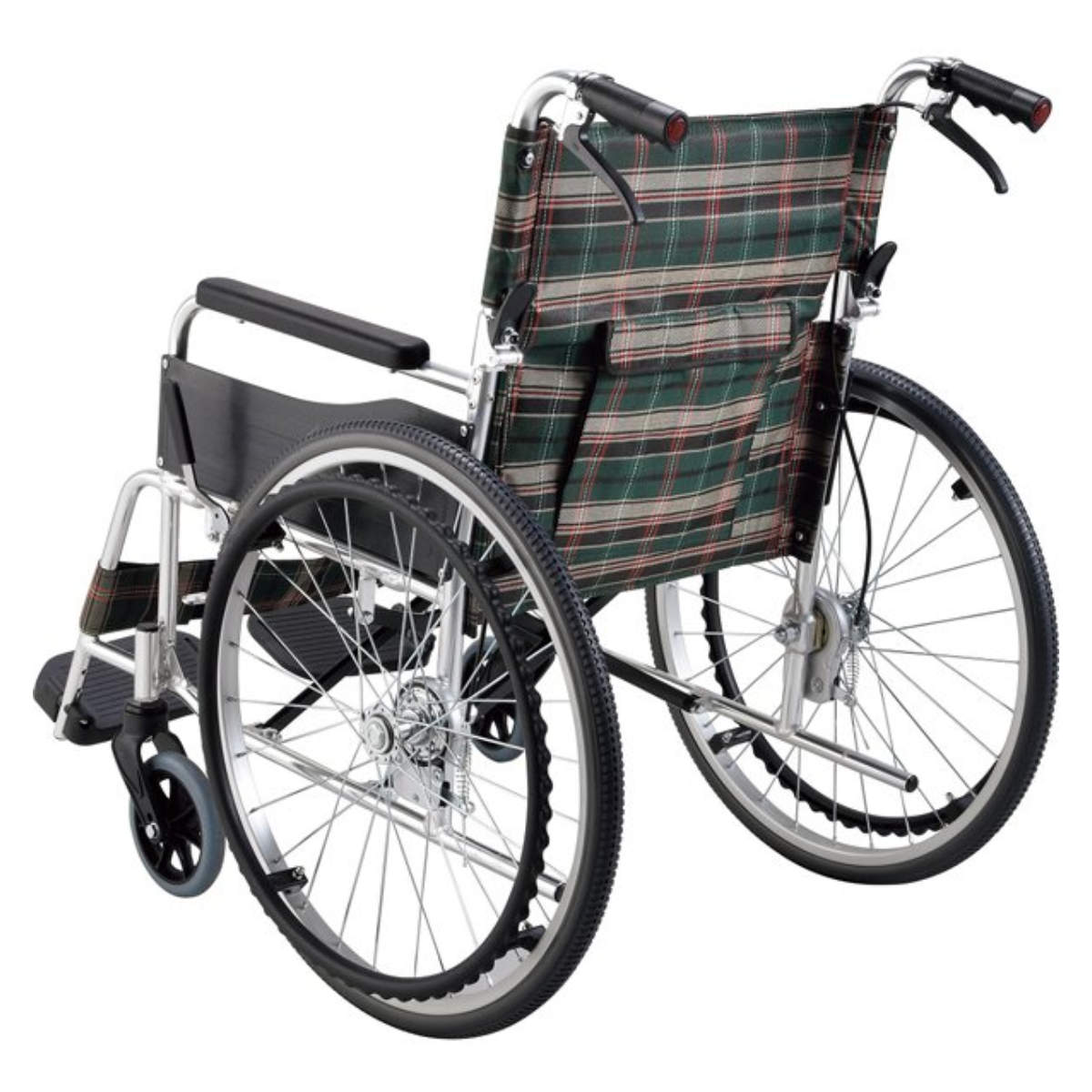マキテック 車いす ワイドタイプ 自走式 背折れタイプ 座面幅46cm 