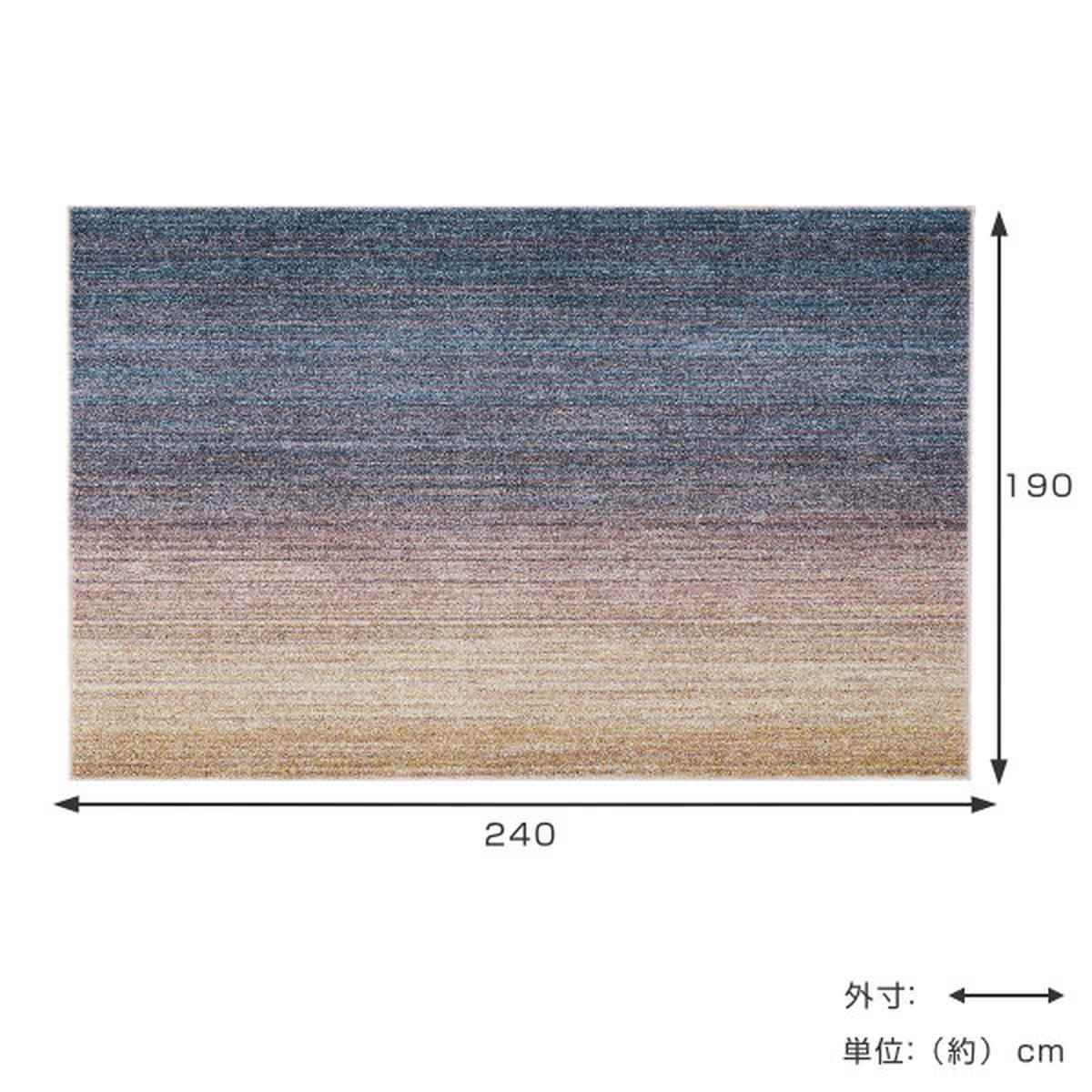 ラグ スミノエ オンブレー 190×240cm 防ダニ 防炎 （ ラグマット カーペット 絨毯 マット 機能ラグ 長方形 3畳 ）