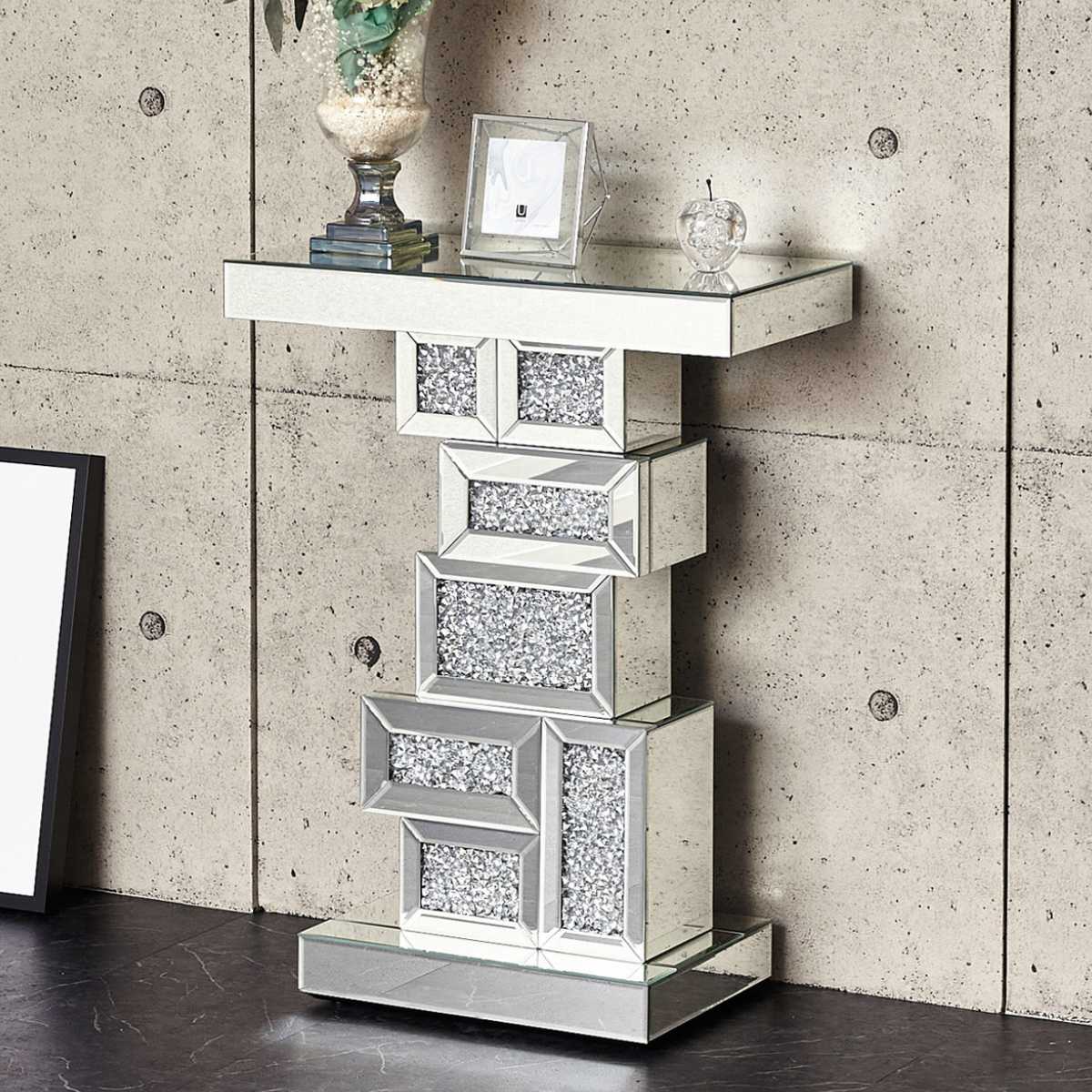 クロシオ ミラーコンソールテーブル 高さ80cm （ 玄関 ガラス サイド