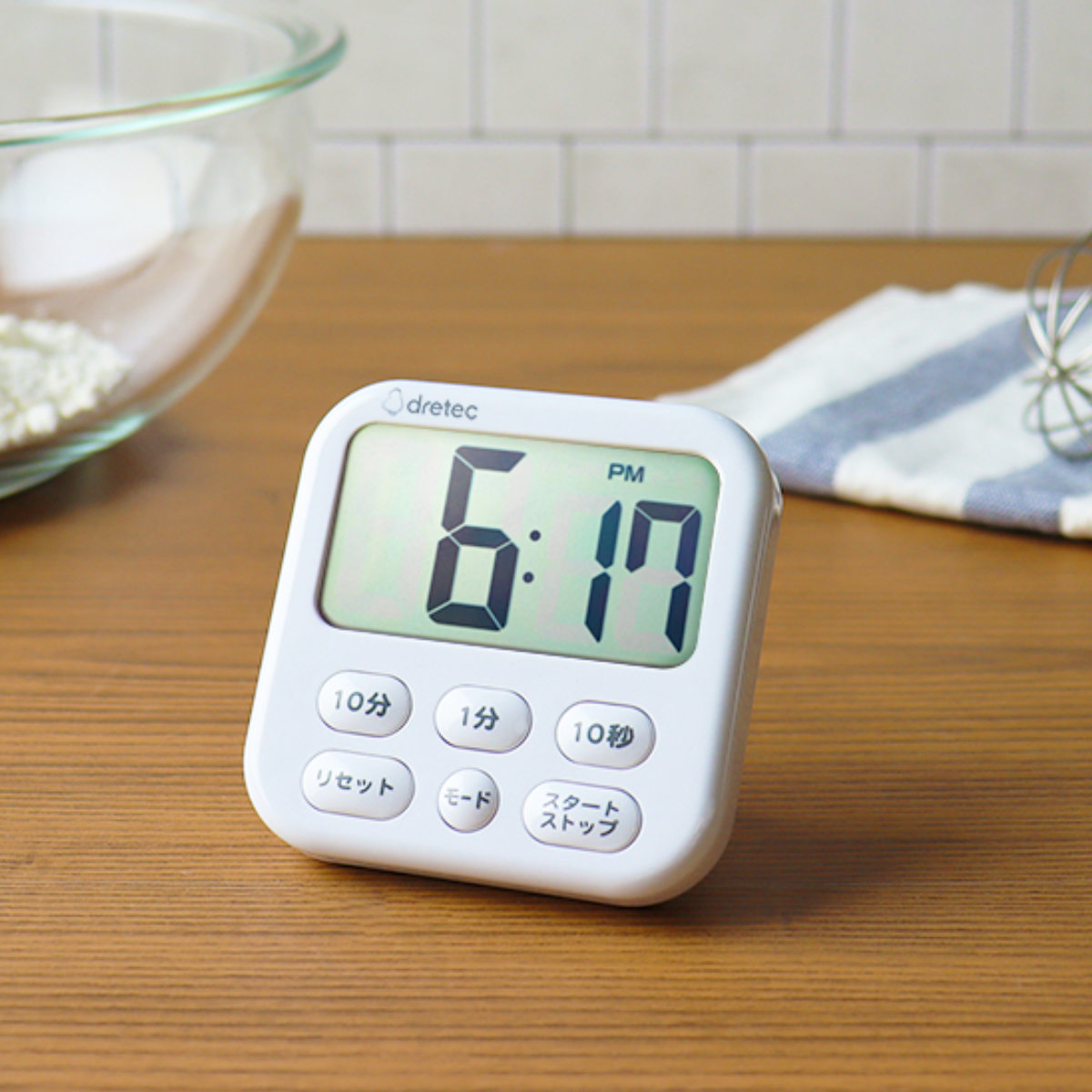 ドリテック キッチンタイマー シャボン6 マグネット付き 時計機能付き