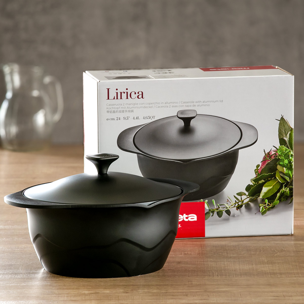 Lirica キャセロール 24cm IH対応 食洗機対応 両手鍋 （ ガス火対応 なべ 万能鍋 お鍋 両手なべ フッ素加工 軽い 蓋付き PFASフリー PFOAフリー ）の画像