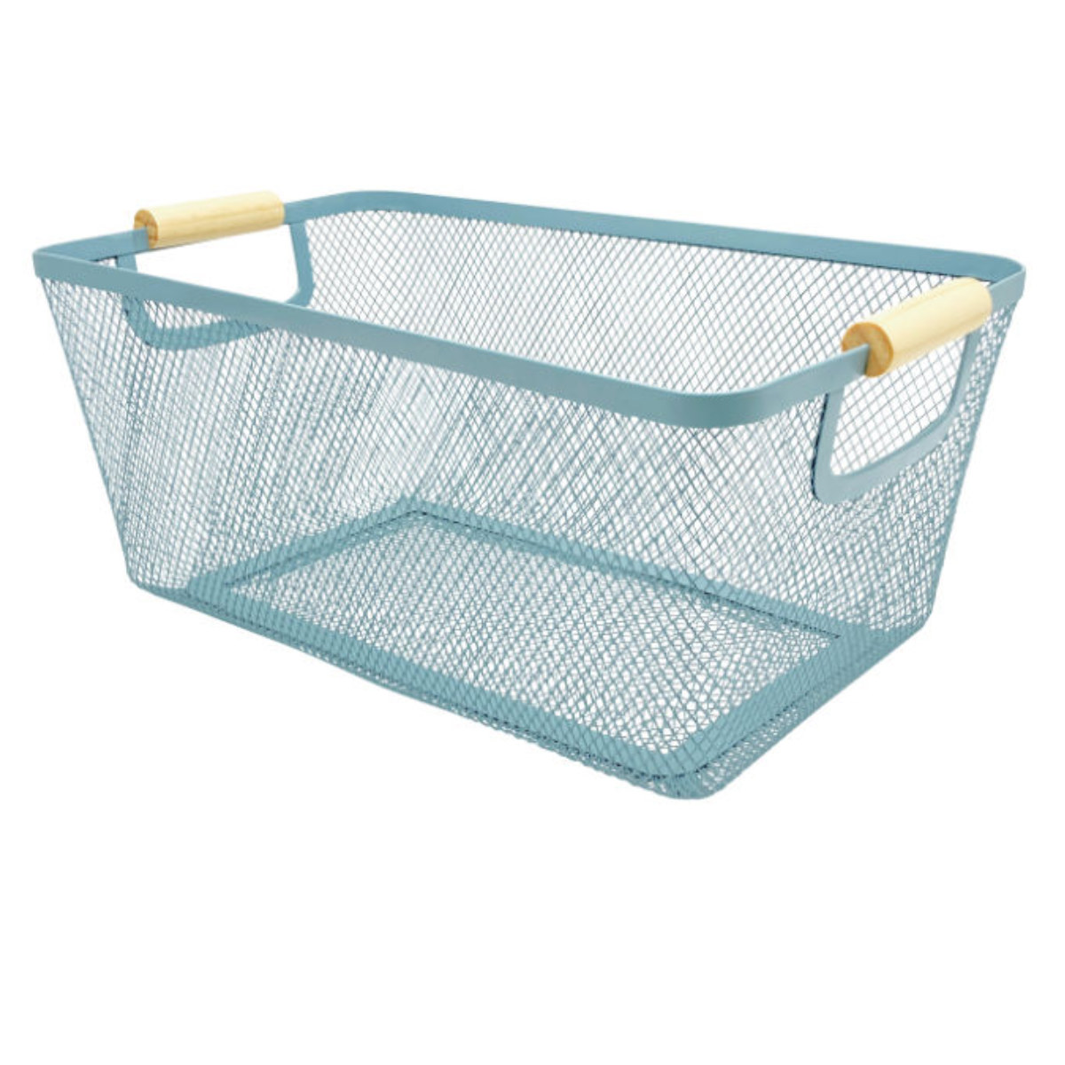 10セット メッシュバスケット カゴ 縦×横32×45cm 深さ18cm 店舗用 ウッドハンドルメッシュバスケット L リーニエ （ かご カゴ