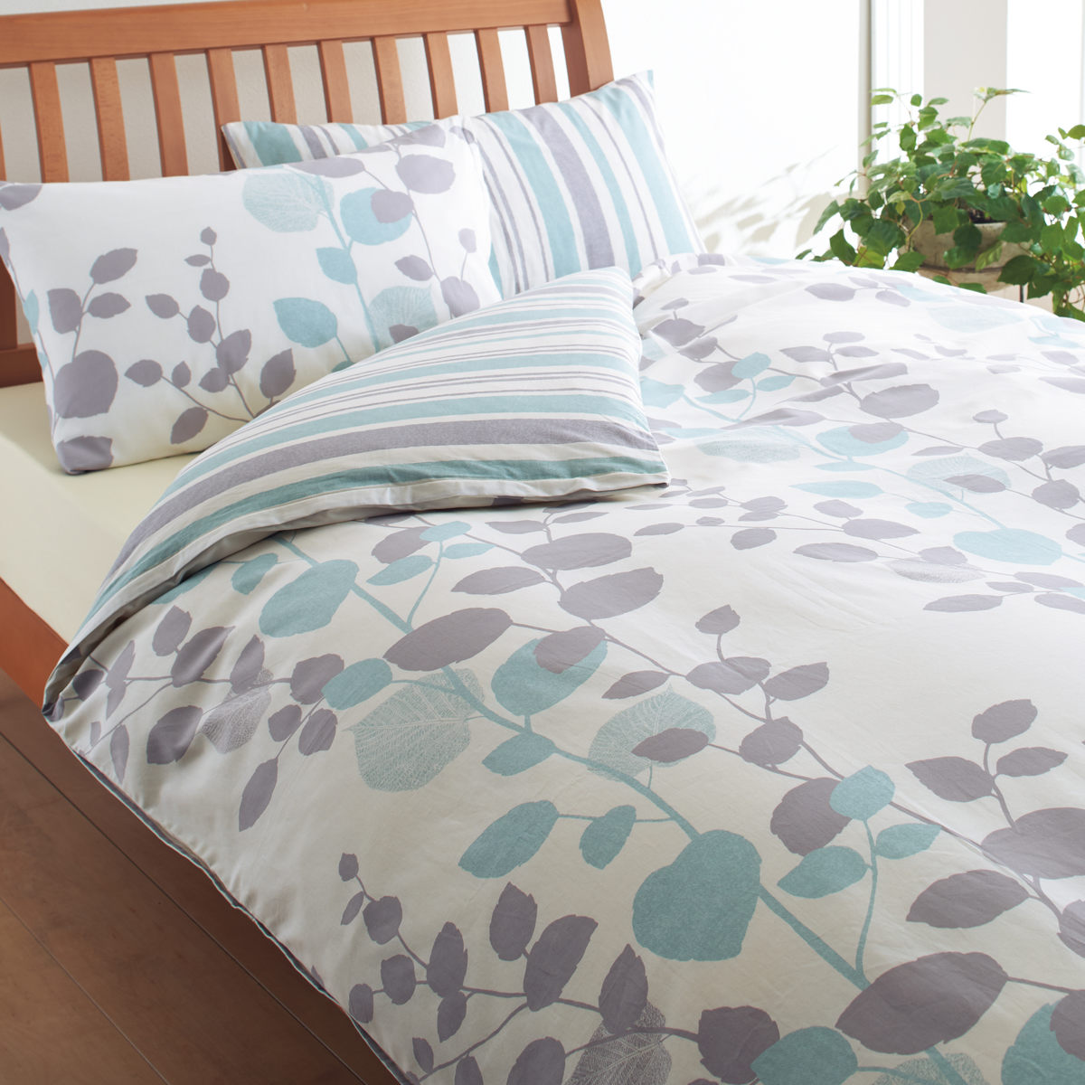西川 掛け布団カバー リバーシブル リーフ柄 mee シングルロング 綿100％ 日本製 （ ニシカワ 布団カバー かけ布団カバー 掛けふとんカバー ） | 西川 | 11