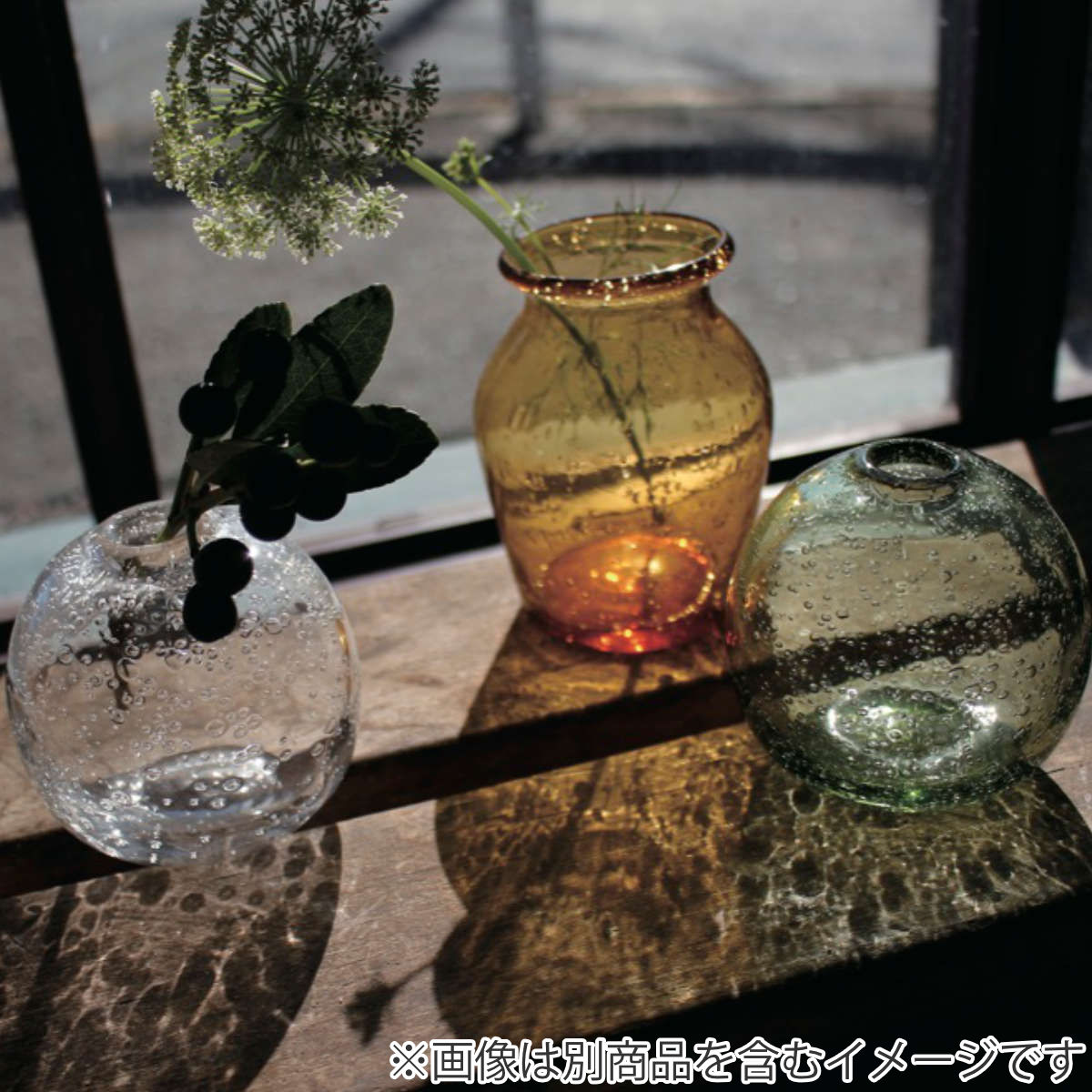 花瓶 手吹きバブルガラスフラワーベース ボールS ガラス （ 花びん