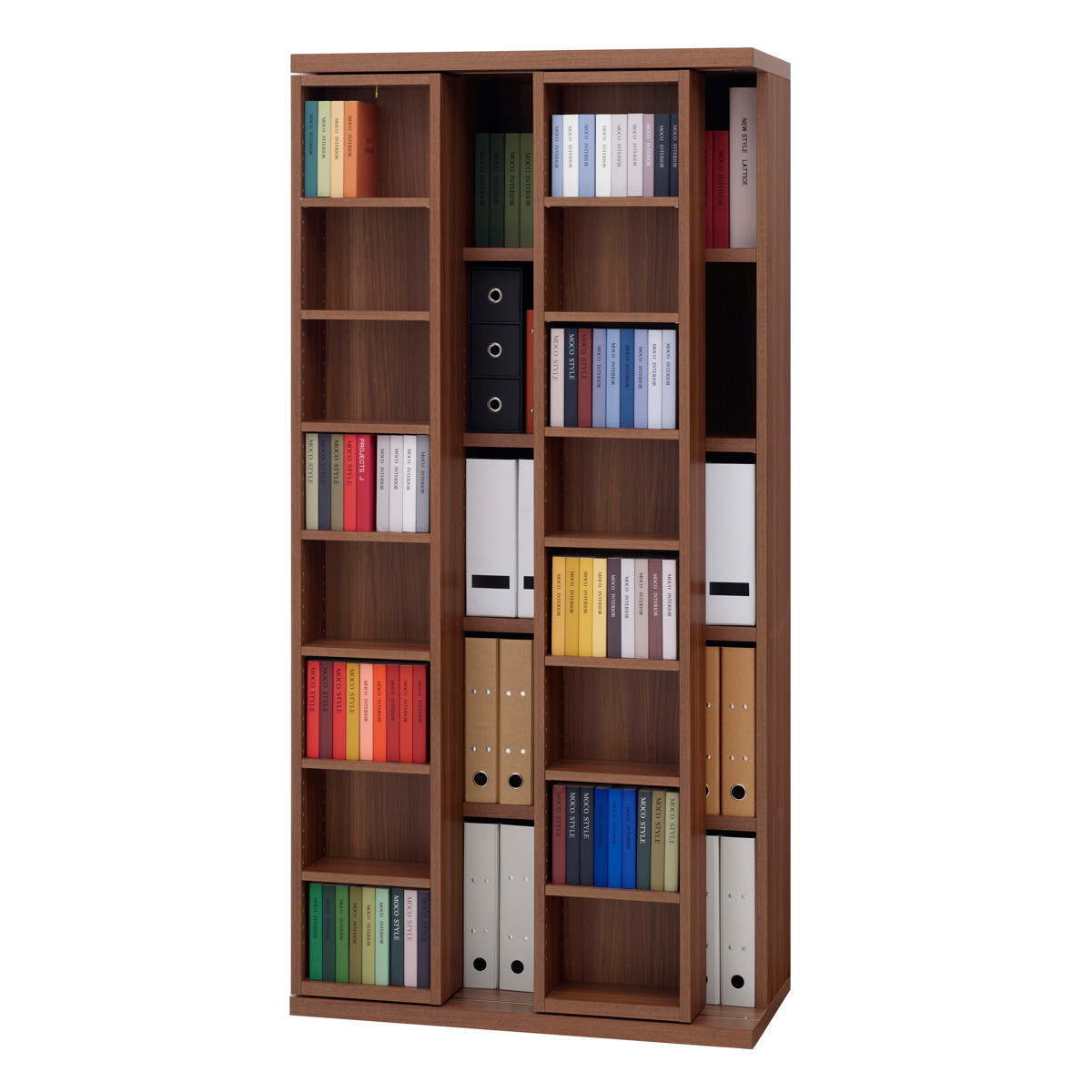 北九州市福岡市限定　スライド式本棚　フナ モコ　幅88cm 高さ180cm フナモコ（FUNAMOCO） スライド書棚 ハイタイプ A4 小型本収納 日本製