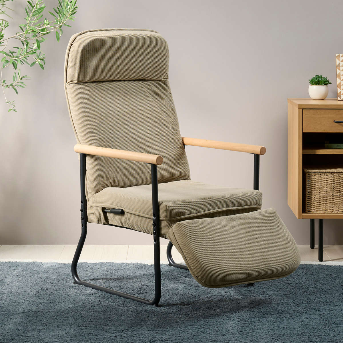 弘益 高座椅子 座面高37.5〜43.5cm リクライニング フットレスト