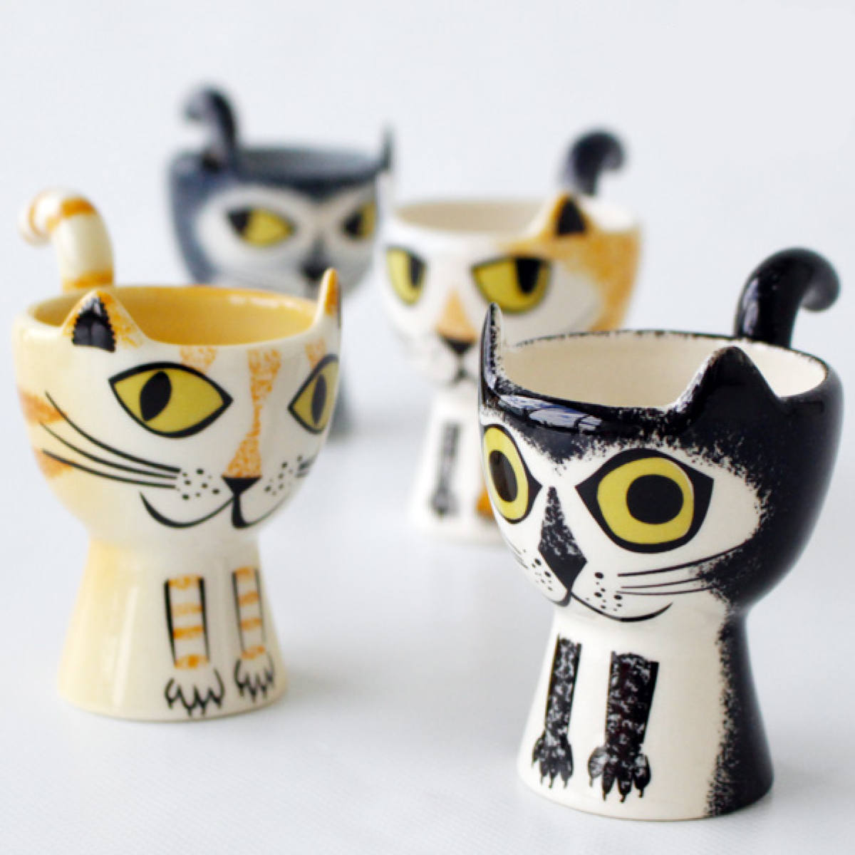 エッグカップ Hannah Turner Egg cups Cat ネコ （ ハンナターナー エッグスタンド 陶器 卵立て 食器 朝食 ゆで卵 小物入れ 小物収納 一輪挿し ねこ 猫 ） | Hannah Turner | 16