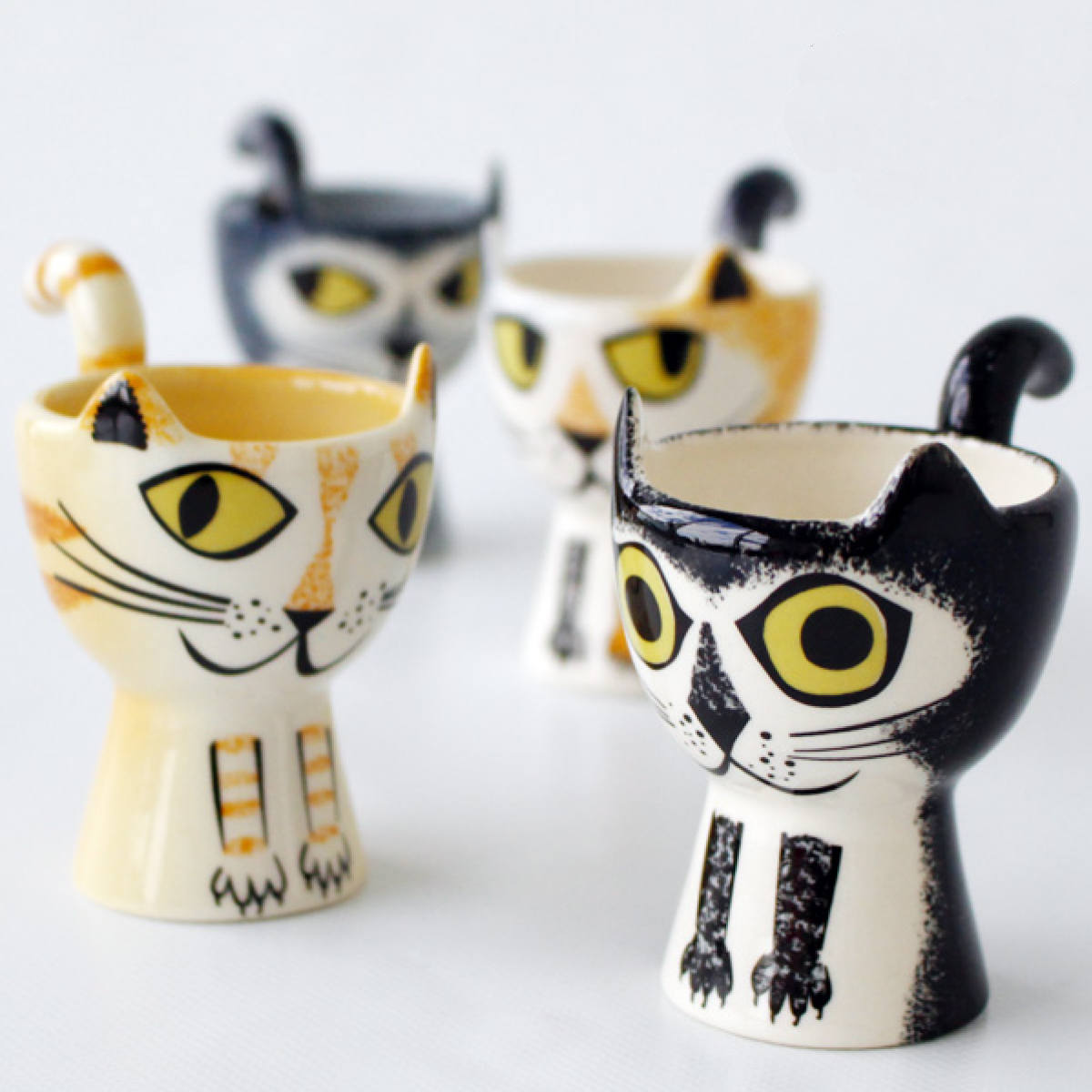 エッグカップ Hannah Turner Egg cups Cat ネコ （ ハンナターナー エッグスタンド 陶器 卵立て 食器 朝食 ゆで卵 小物入れ 小物収納 一輪挿し ねこ 猫 ） | Hannah Turner