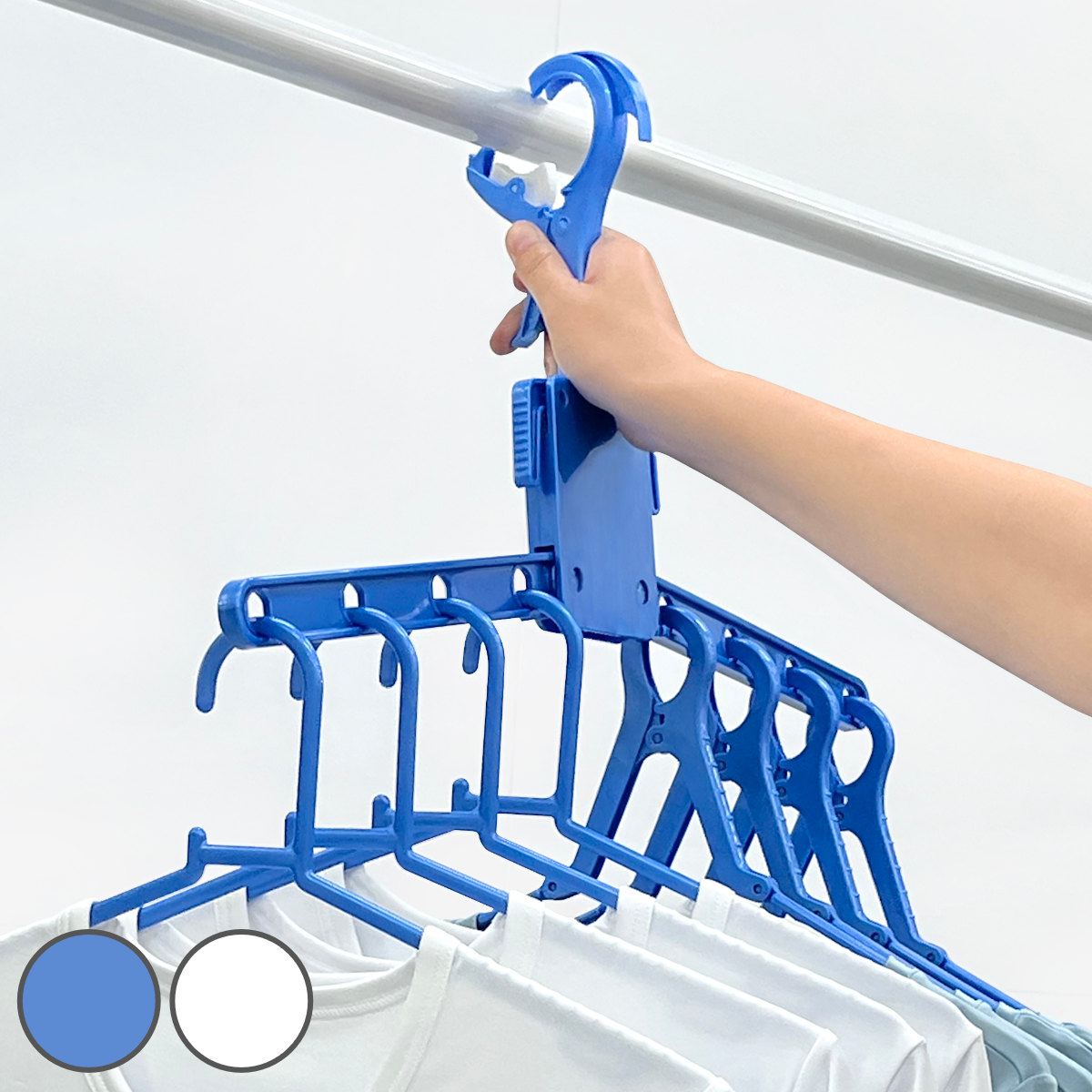 洗濯ハンガー ネオスール ランドリーハンガーまとめ干し8本掛 （ 連結ハンガー 洗濯 折り畳み 折りたたみ フック カモイ ）