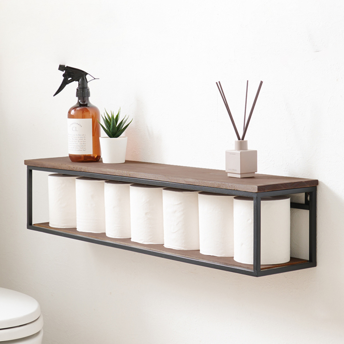 HAGiHARA（萩原） 壁面収納 壁掛けラック ヴィンテージ調 幅78cm