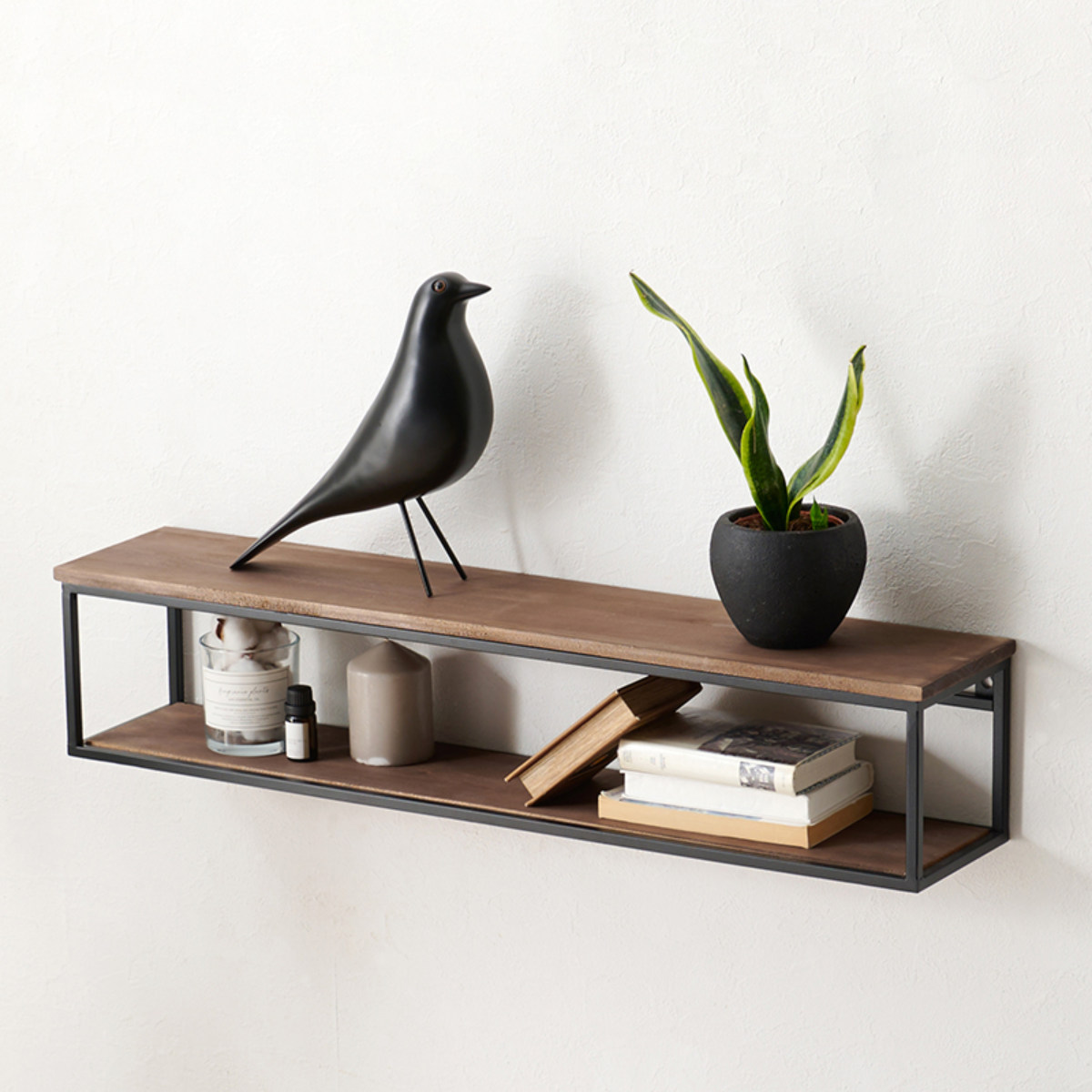 HAGiHARA（萩原） 壁面収納 壁掛けラック ヴィンテージ調 幅78cm