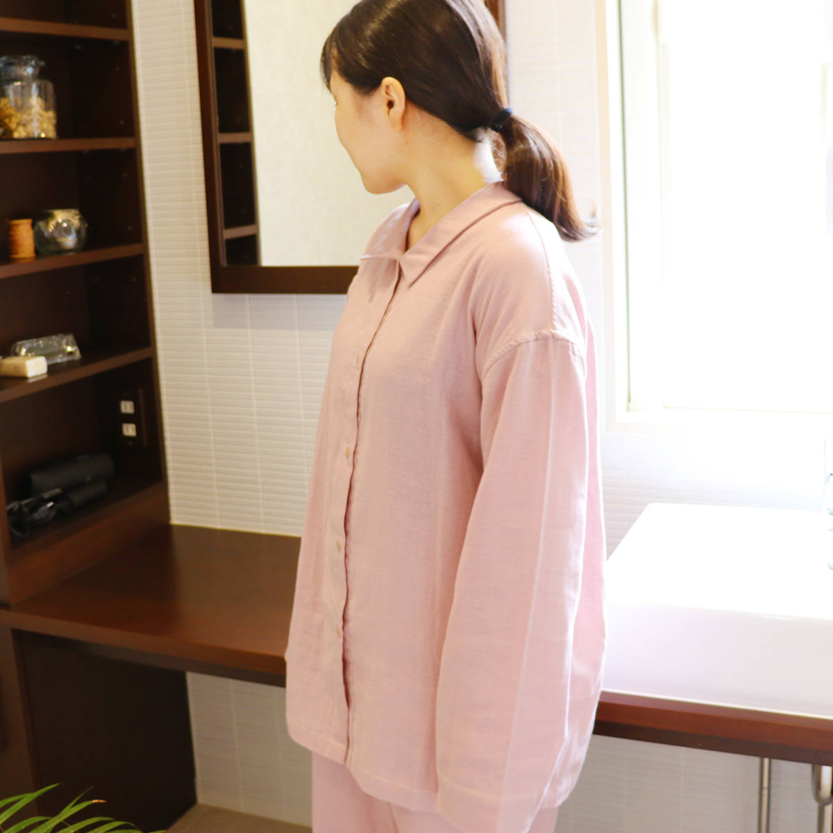 パジャマ オーガニックコットン 綿100％ 上下セット 日本製 （ M L レディース 大人 婦人用 ガーゼパジャマ 長袖 ルームウェア 前開き 2重ガーゼ ） | ブランド登録なし | 14