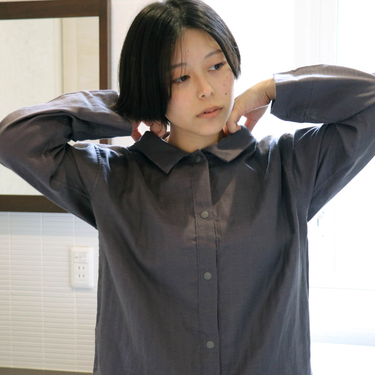 パジャマ オーガニックコットン 綿100％ 上下セット 日本製 （ M L レディース 大人 婦人用 ガーゼパジャマ 長袖 ルームウェア 前開き 2重ガーゼ ） | ブランド登録なし | 07