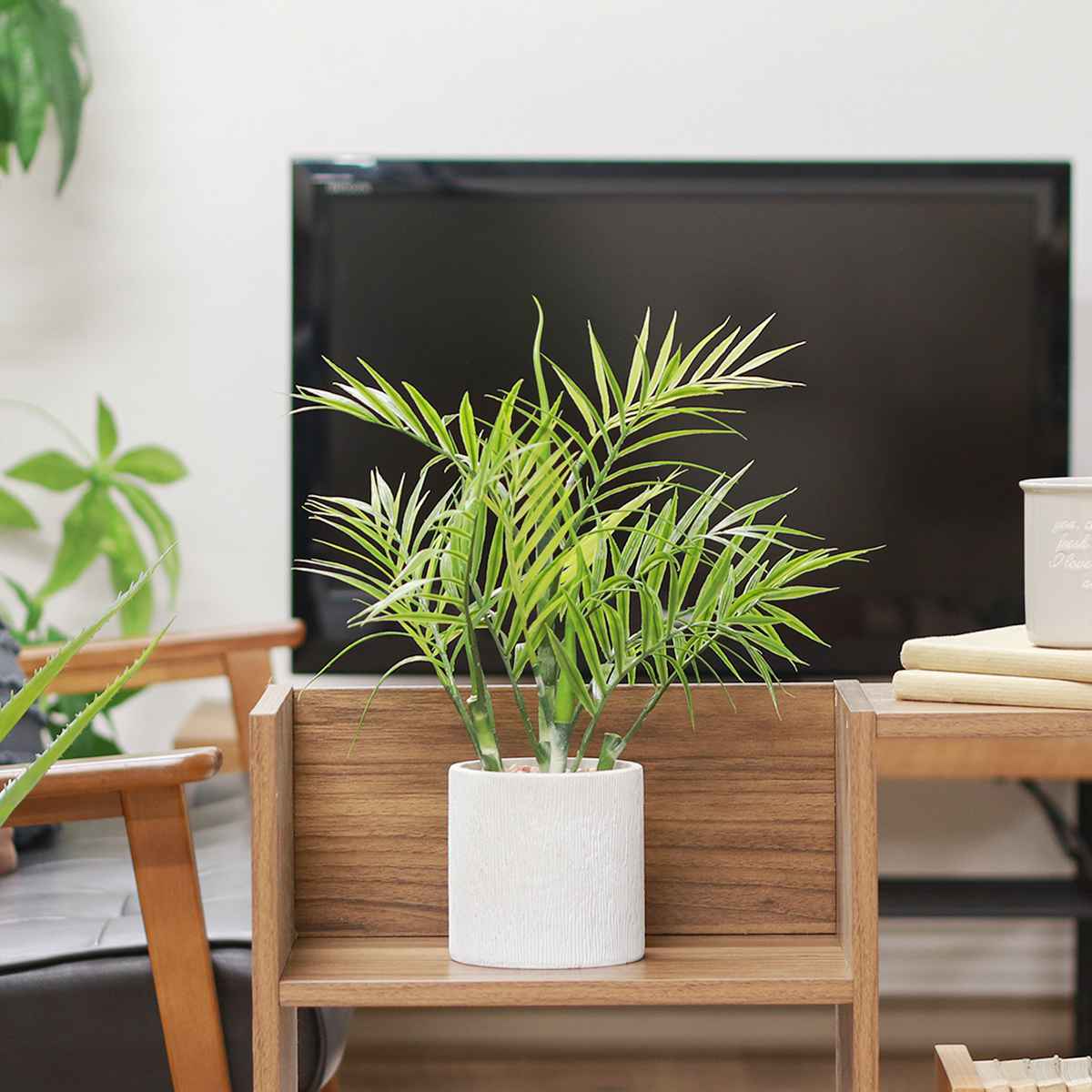 光触媒　人工観葉植物　ウォールグリーン　フェイクグリーン　テーブルヤシPE 不二貿易（Fuji Boeki） フェイクグリーン テーブルヤシ 高さ42cm