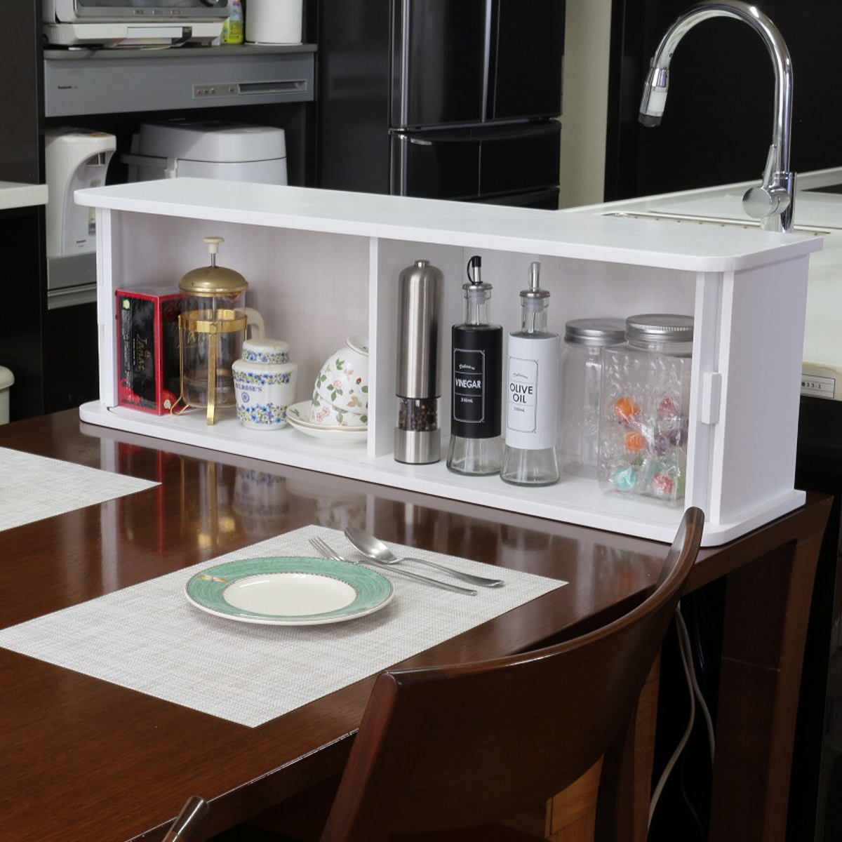 OSMAC カウンター上収納 ジャバラ扉式カウンター上収納庫 幅90cm