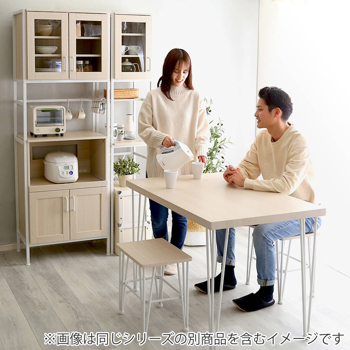 食器棚 幅64cm レンジラック ヴィンテージ調 （ キッチン 収納 ラック 食器 棚 レンジ台 電子レンジ ）の画像