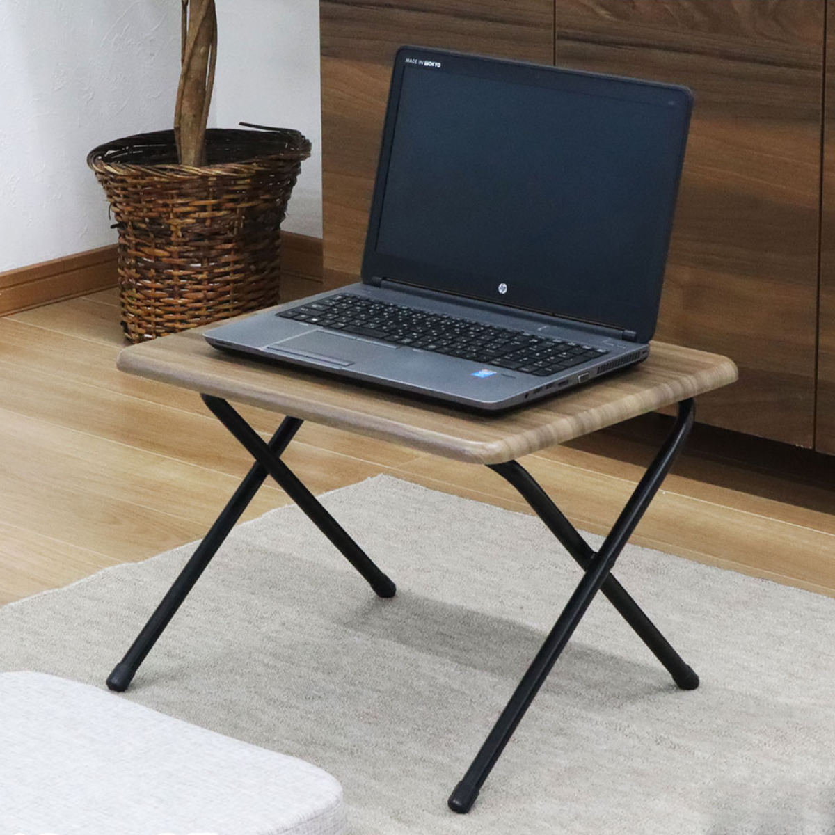 テーブル 折りたたみ 高さ35cm 木目調 ( コンパクト ミニテーブル ローテーブル サブテーブル 幅50cm )