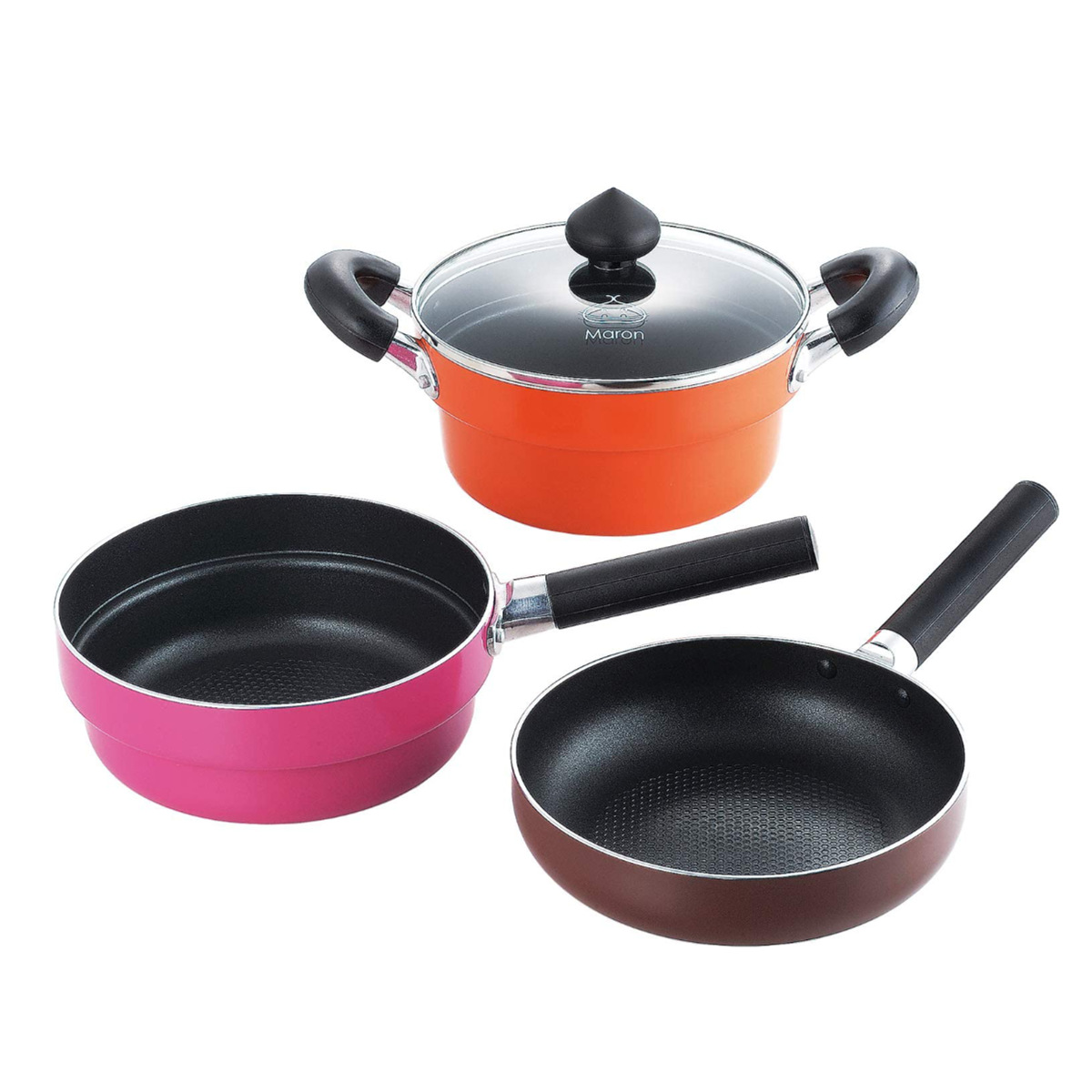 タマハシ 鍋 フライパン 6点セット 18cm IH対応 コンパクトマロン