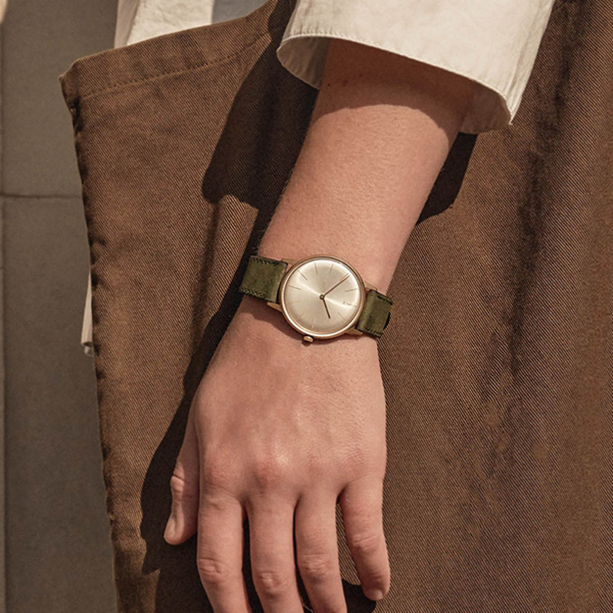 INSTRMNT DRESS WATCH 36MM GOLD / OLIVE NUBUCK LEATHER （ 腕時計 時計 レディース メンズ 男女兼用 本革 生活防水 アナログ シンプル ）