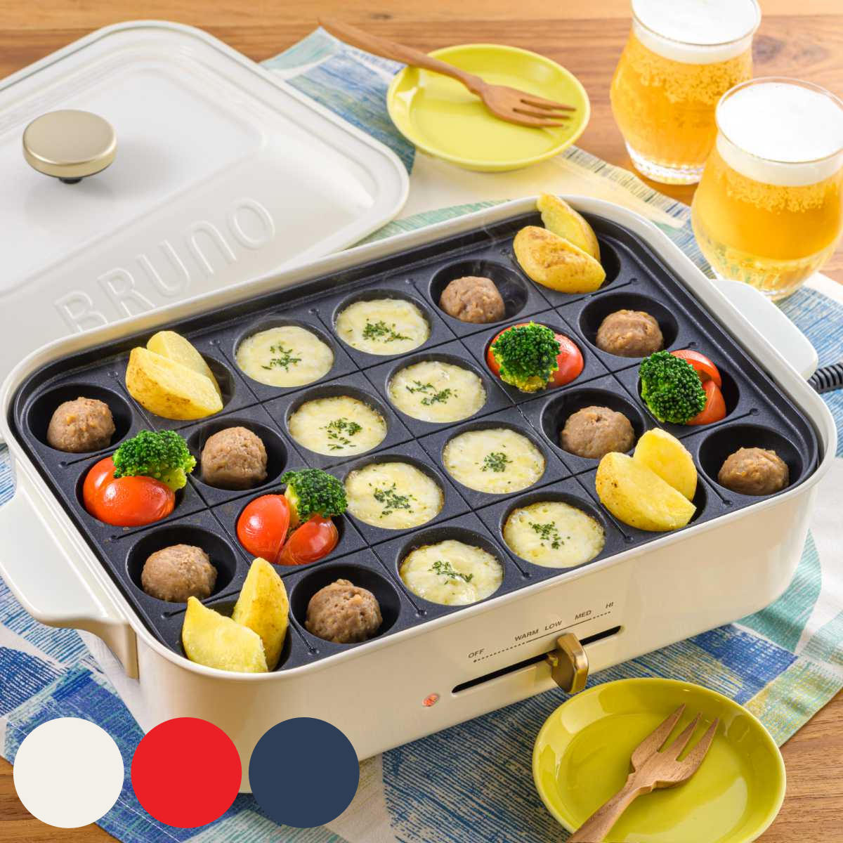 BRUNO（ブルーノ） コンパクトホットプレート たこ焼きプレート付き 蓋