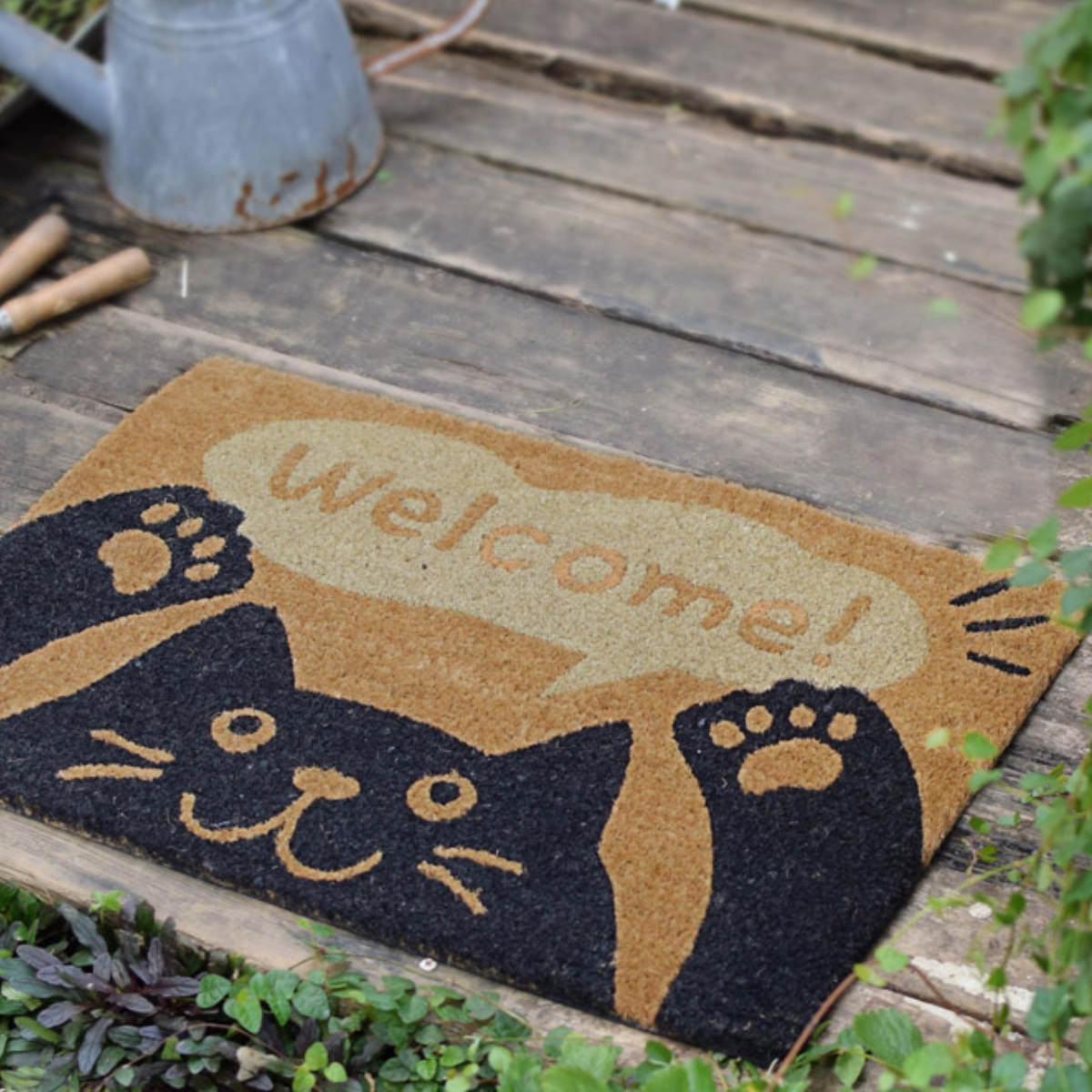 玄関マット 屋外 泥落とし 40×60cm コイヤー ネコ （ 玄関 マット 屋内