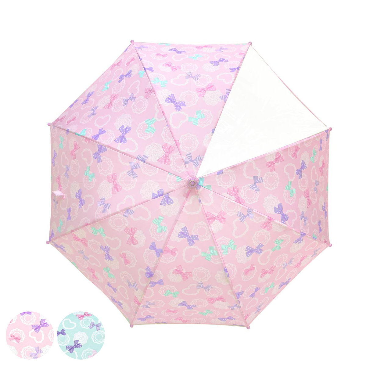傘 RIBBON DOILY Mサイズ 子供用 50cm 手開き （ かさ 子ども 小学生 キッズ ジュニア 幼児 雨傘 雨具 女の子 かわいい ）