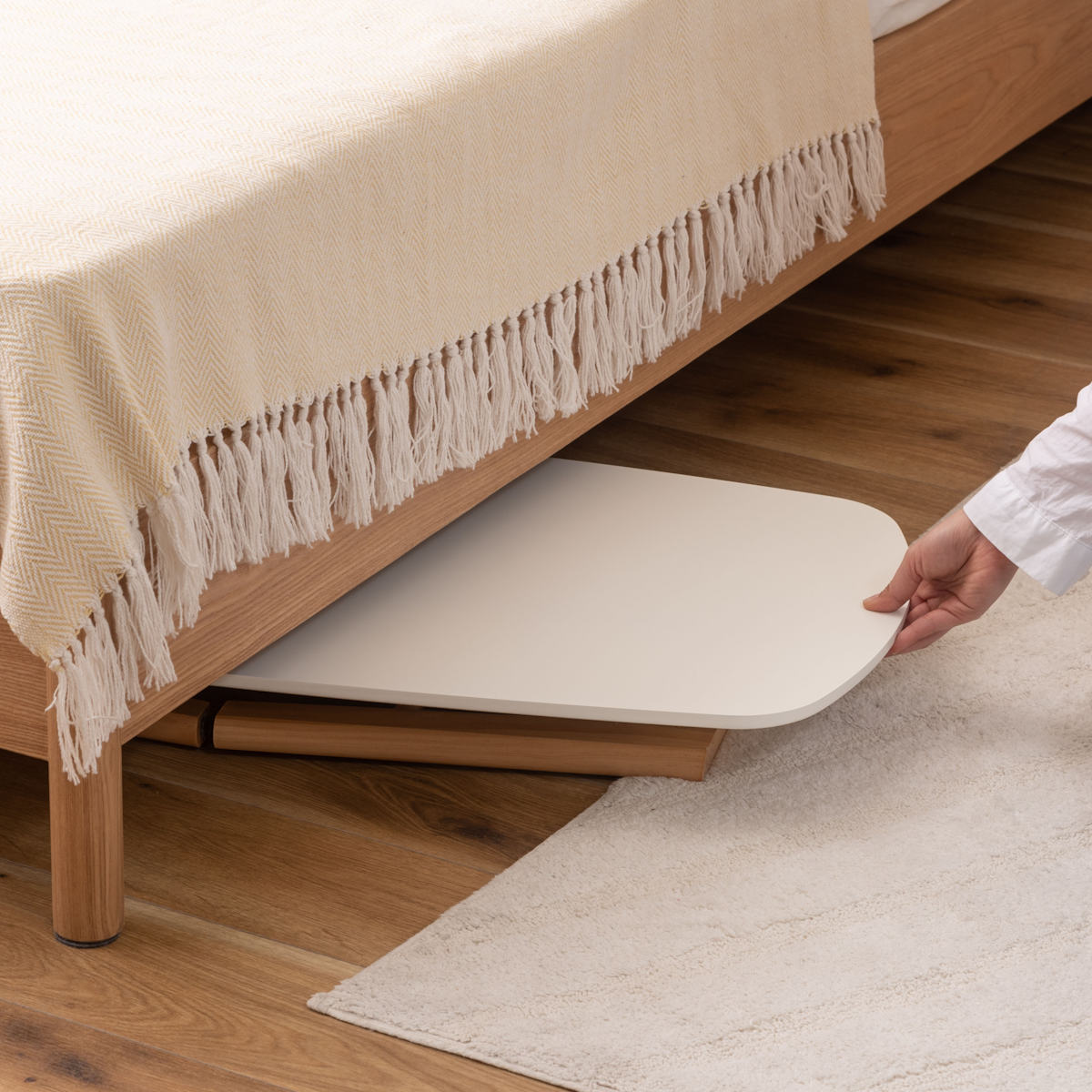 東谷 折りたたみ テーブル 幅90cm 棚付き 天然木 （ ローテーブル