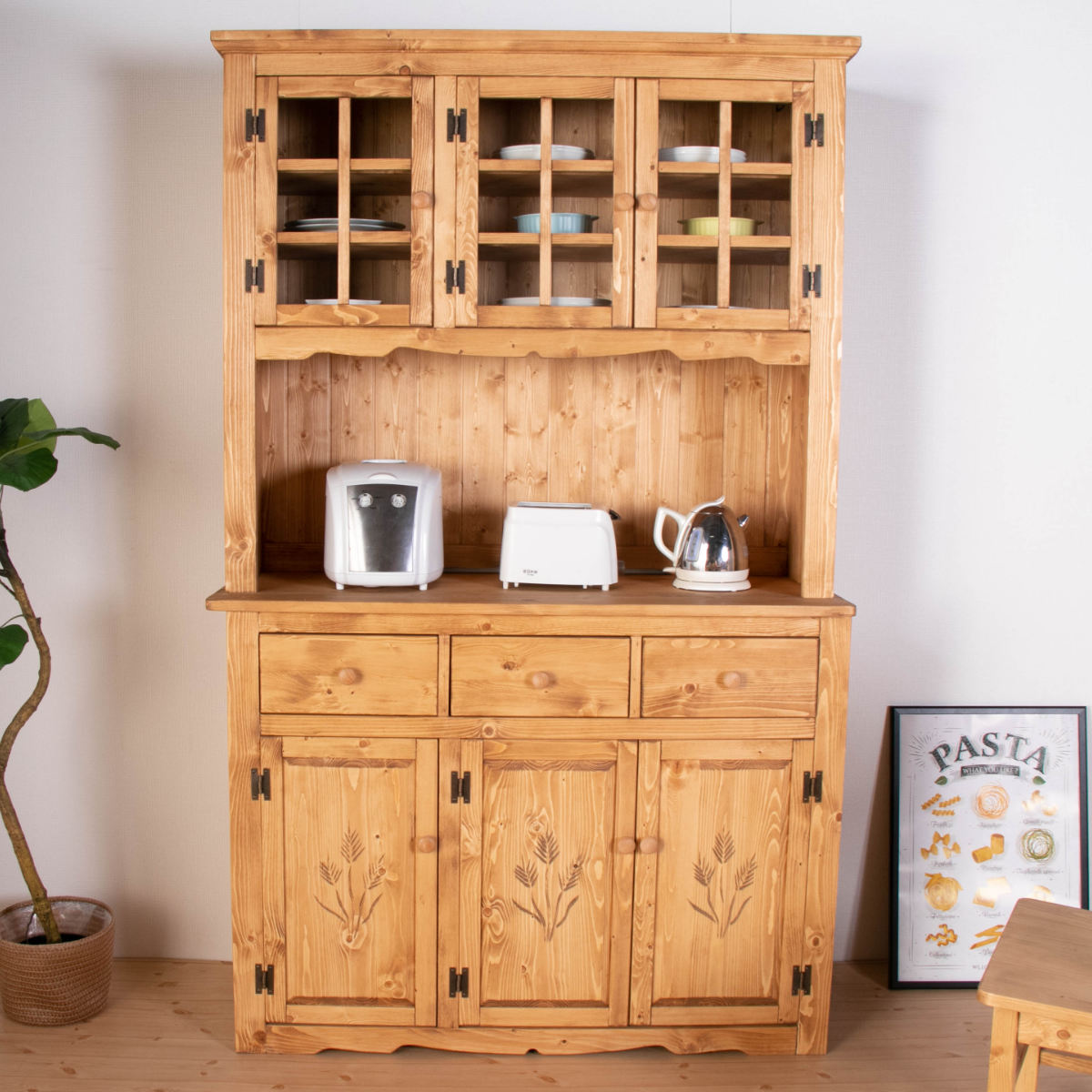 カップボード カントリー調 食器棚 パイン材 Farmer 幅120cm