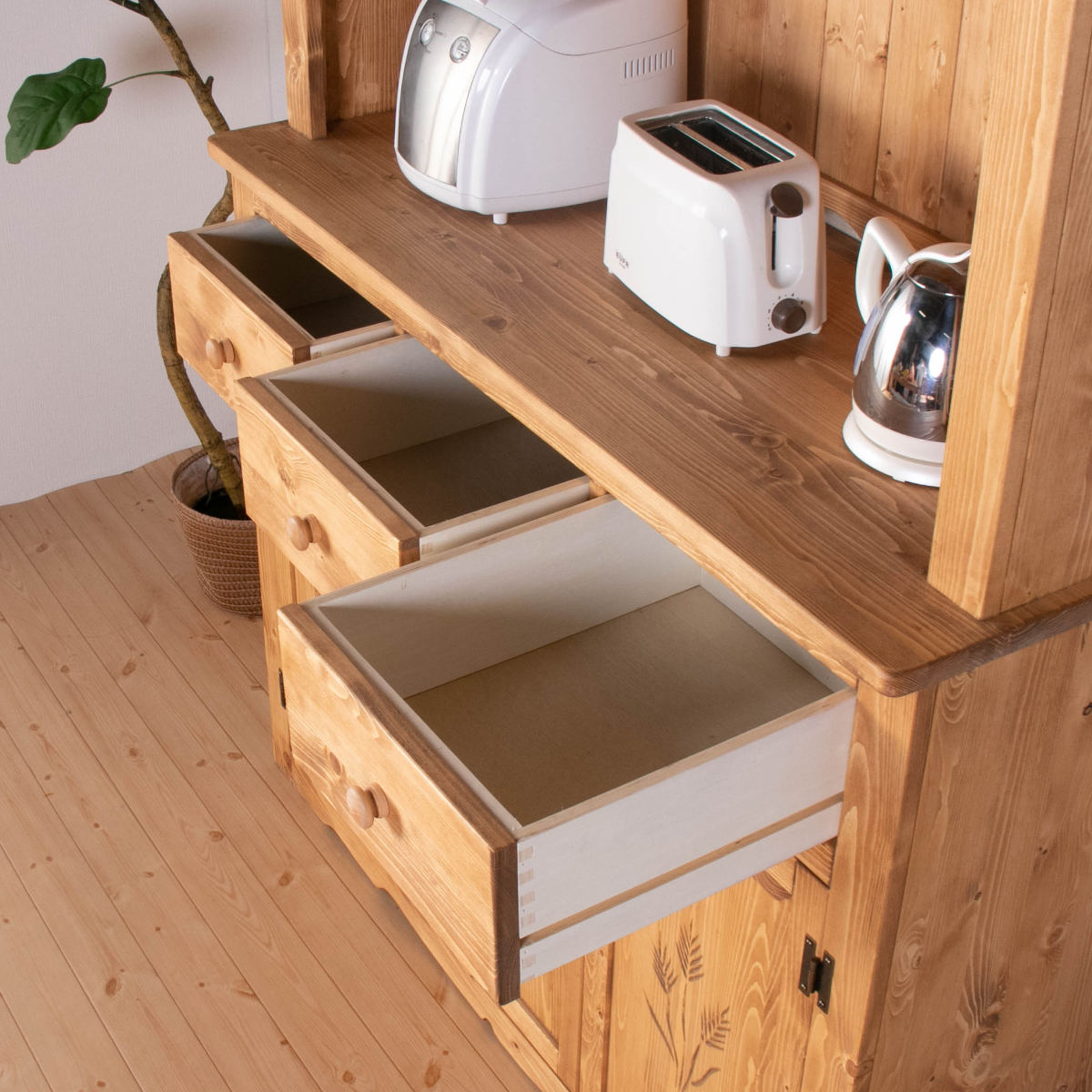 カップボード カントリー調 食器棚 パイン材 Farmer 幅120cm