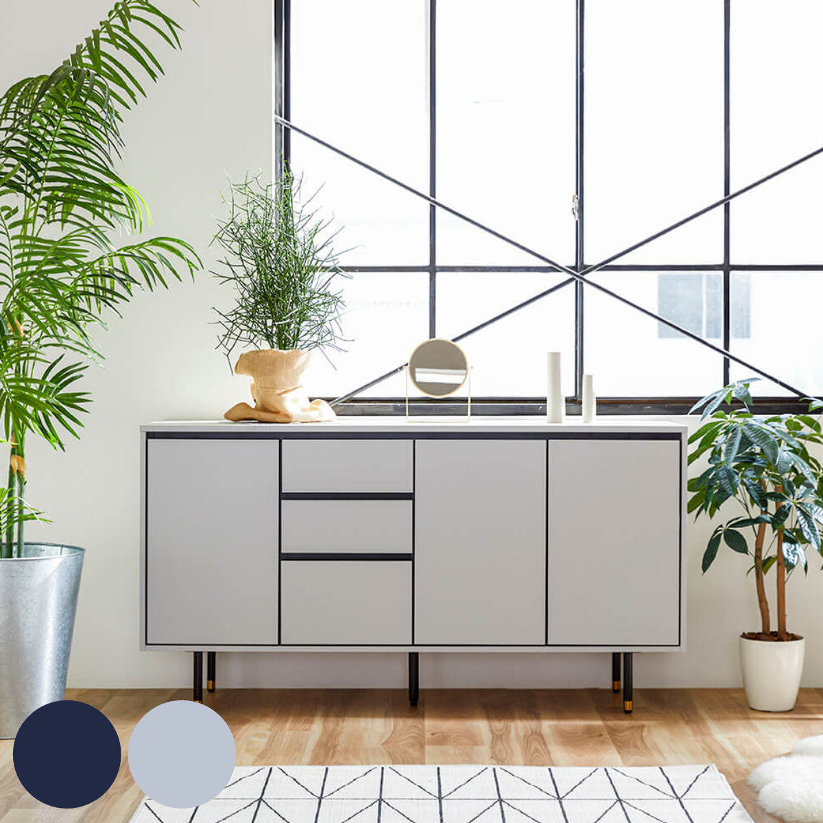 サイドボード キャビネット 大理石調天板 McVie 幅180cm （ 開梱設置