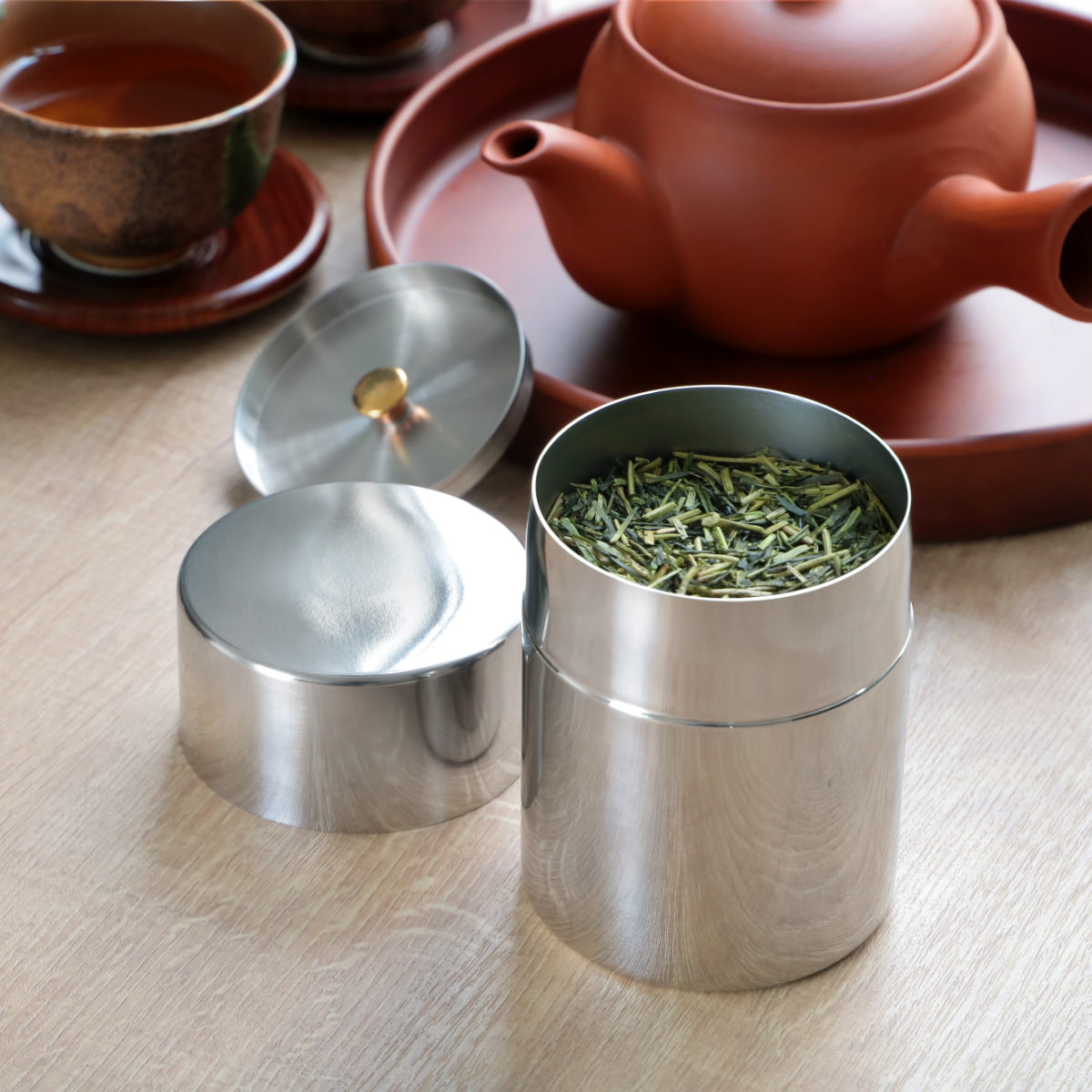 工房アイザワ　銅製　茶筒 工房アイザワ 特典付き 茶筒 ブラックピーマン ティーキャディ