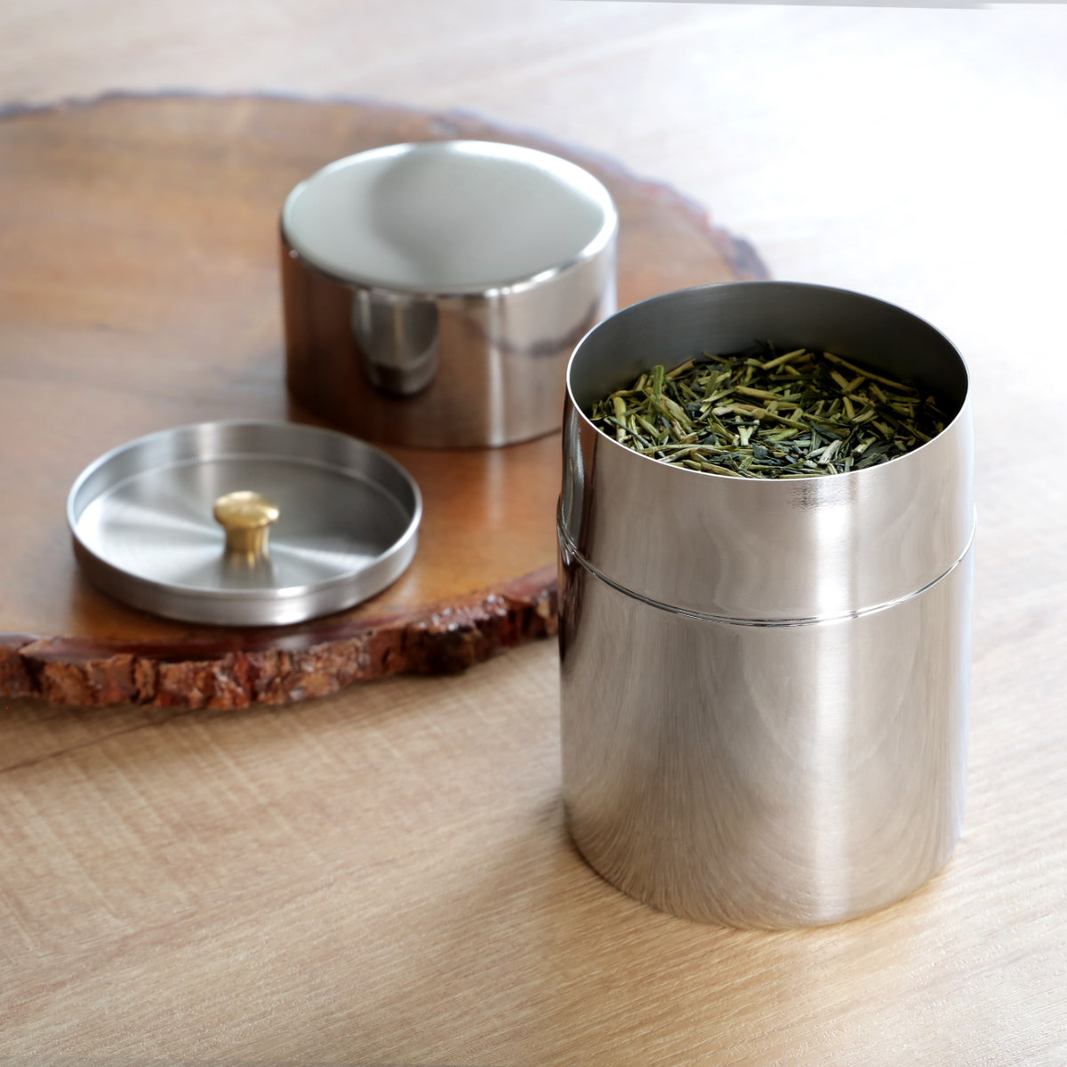 工房アイザワ　銅製　茶筒 工房アイザワ 特典付き 茶筒 ブラックピーマン ティーキャディ